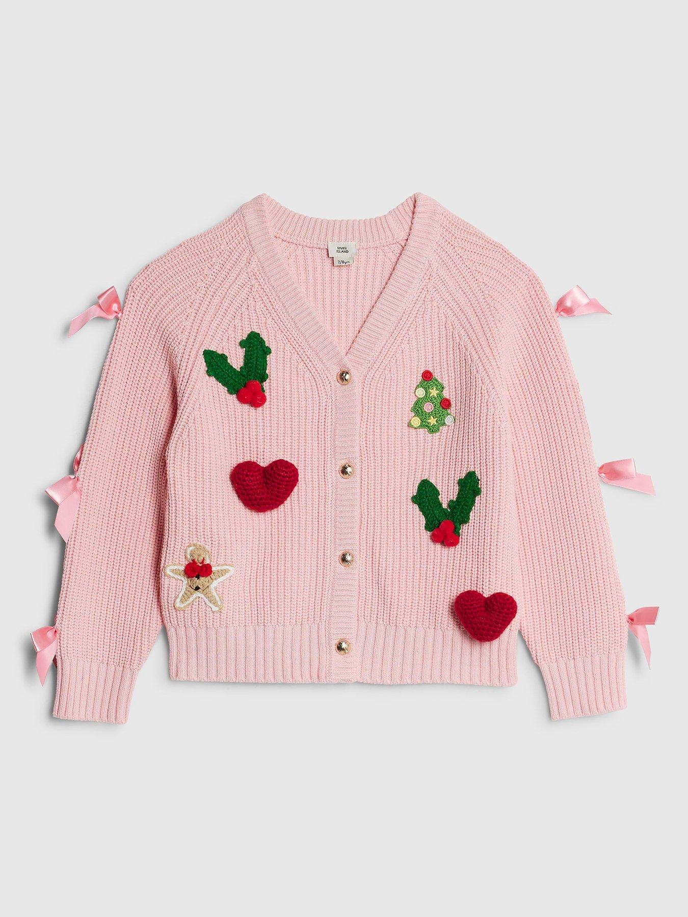 river-island-older-girls-bow-christmas-cardigan-pink