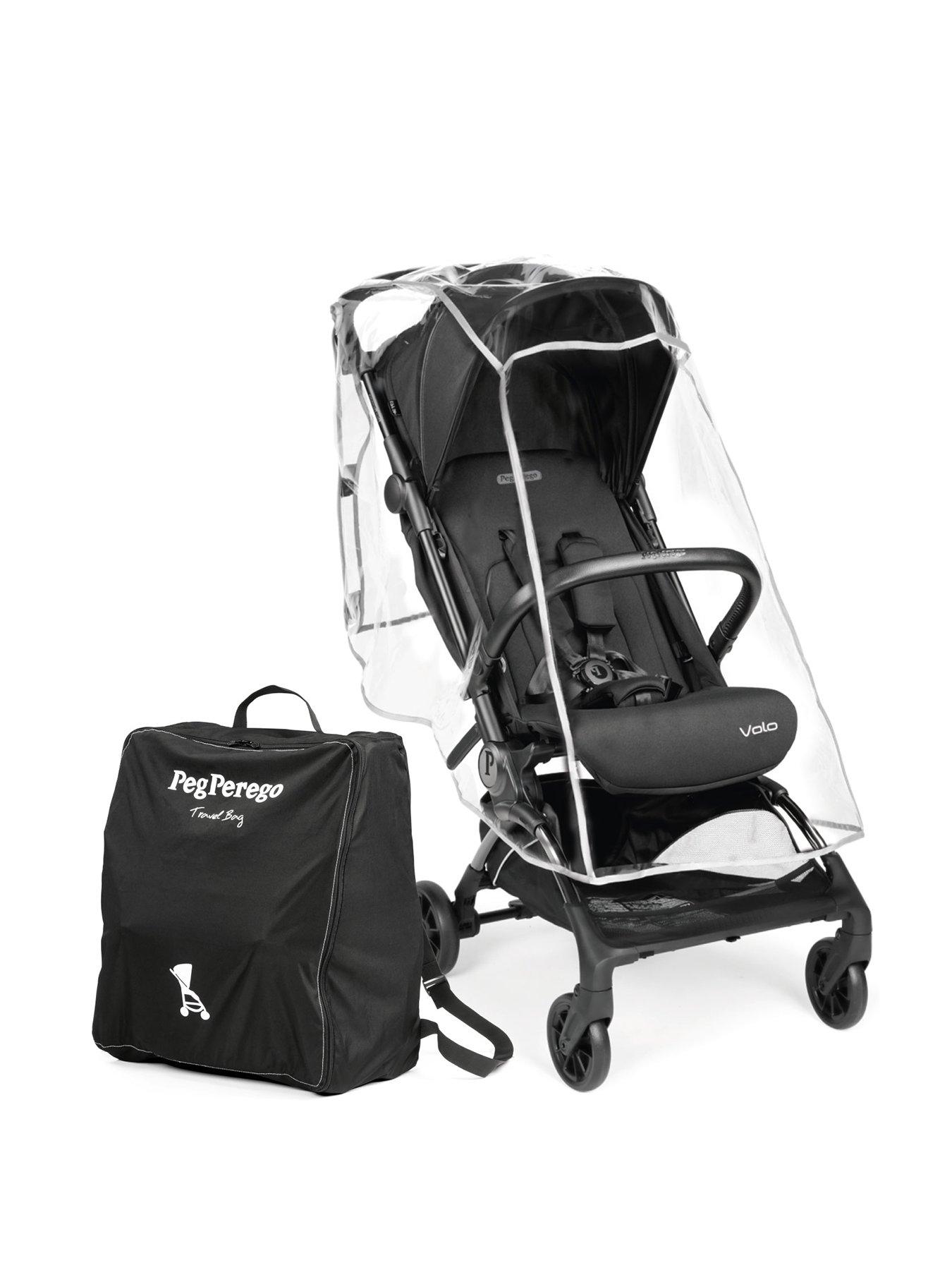 Peg Perego Volo Stroller with Raincover & Travel Bag - True Black