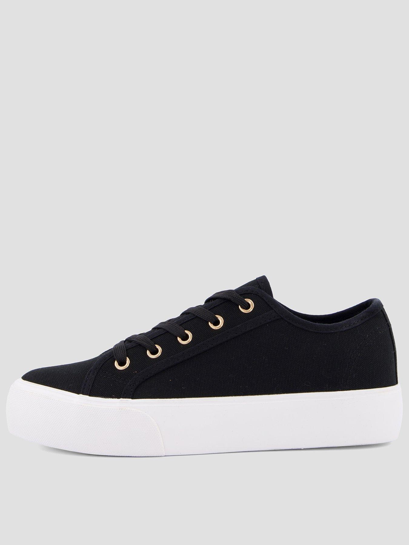 the-very-collection-wide-fit-canvas-trainers-blackfront