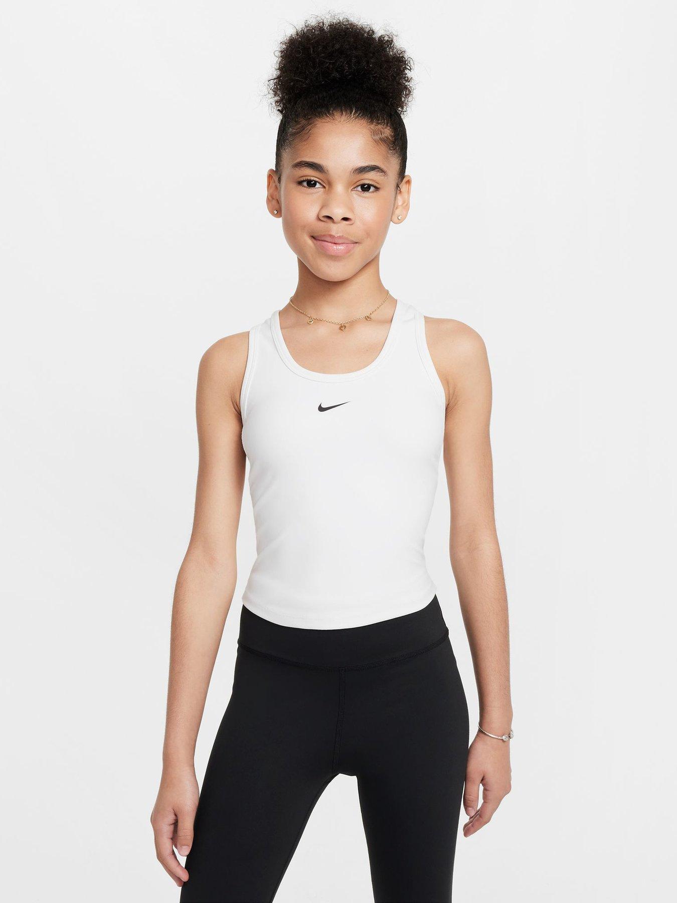 Image 1 of 4 of Nike Junior Girls Training Dri-FIT Tank - White