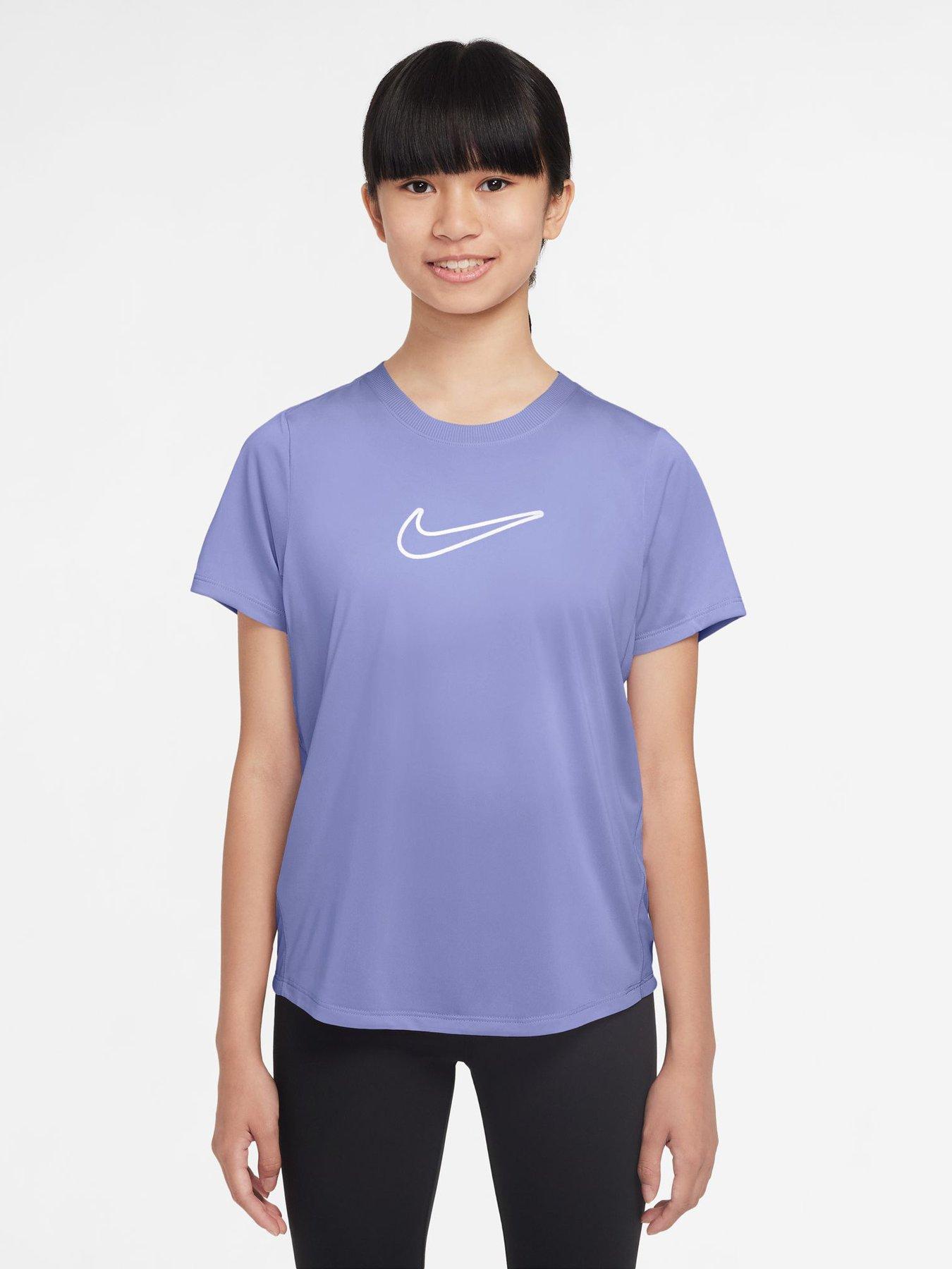 Nike Junior Girls Training Dri-FIT Short Sleeve Top - Blue