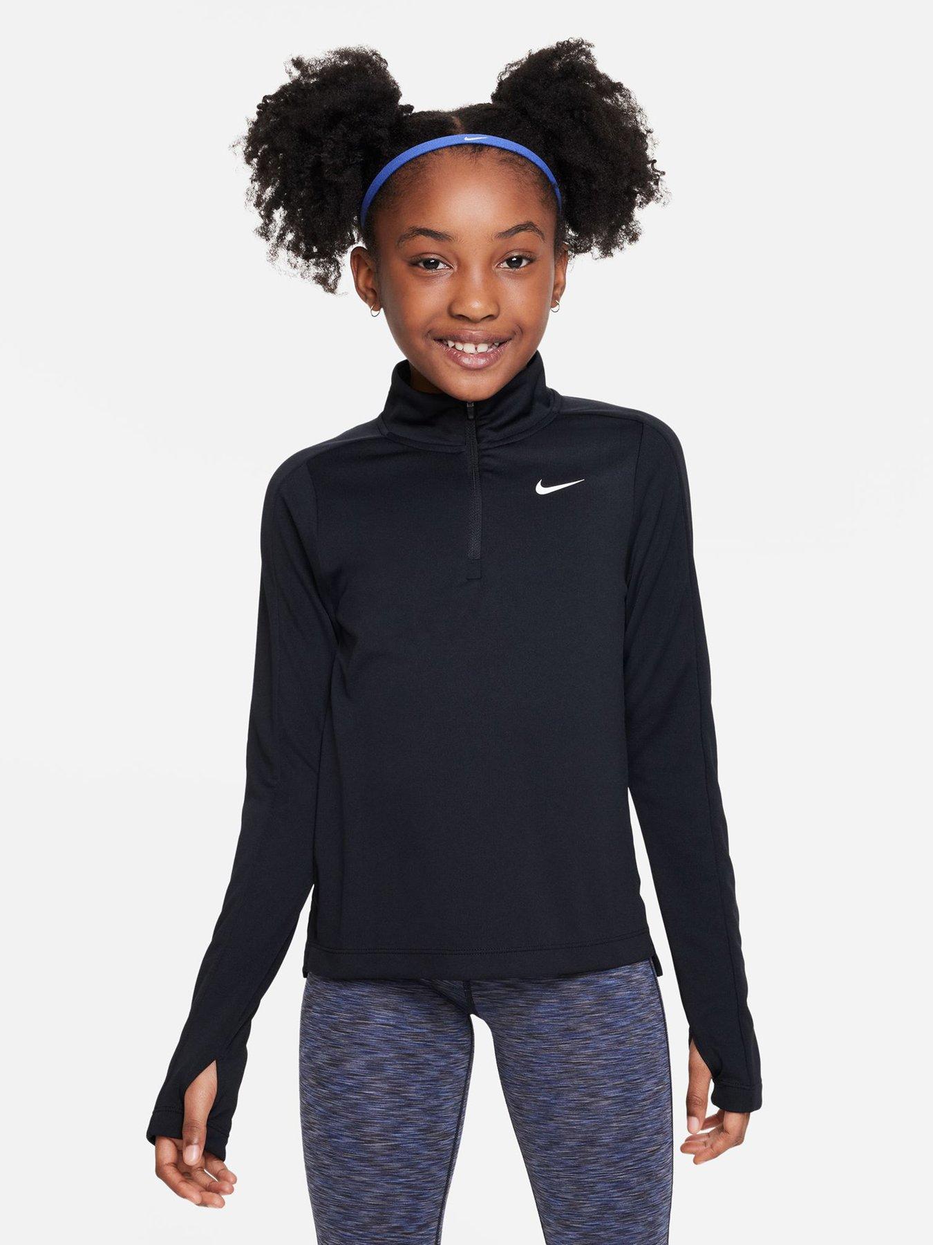 Nike Girls Dri-FIT Training Long Sleeve 1/4-Zip Top - Black