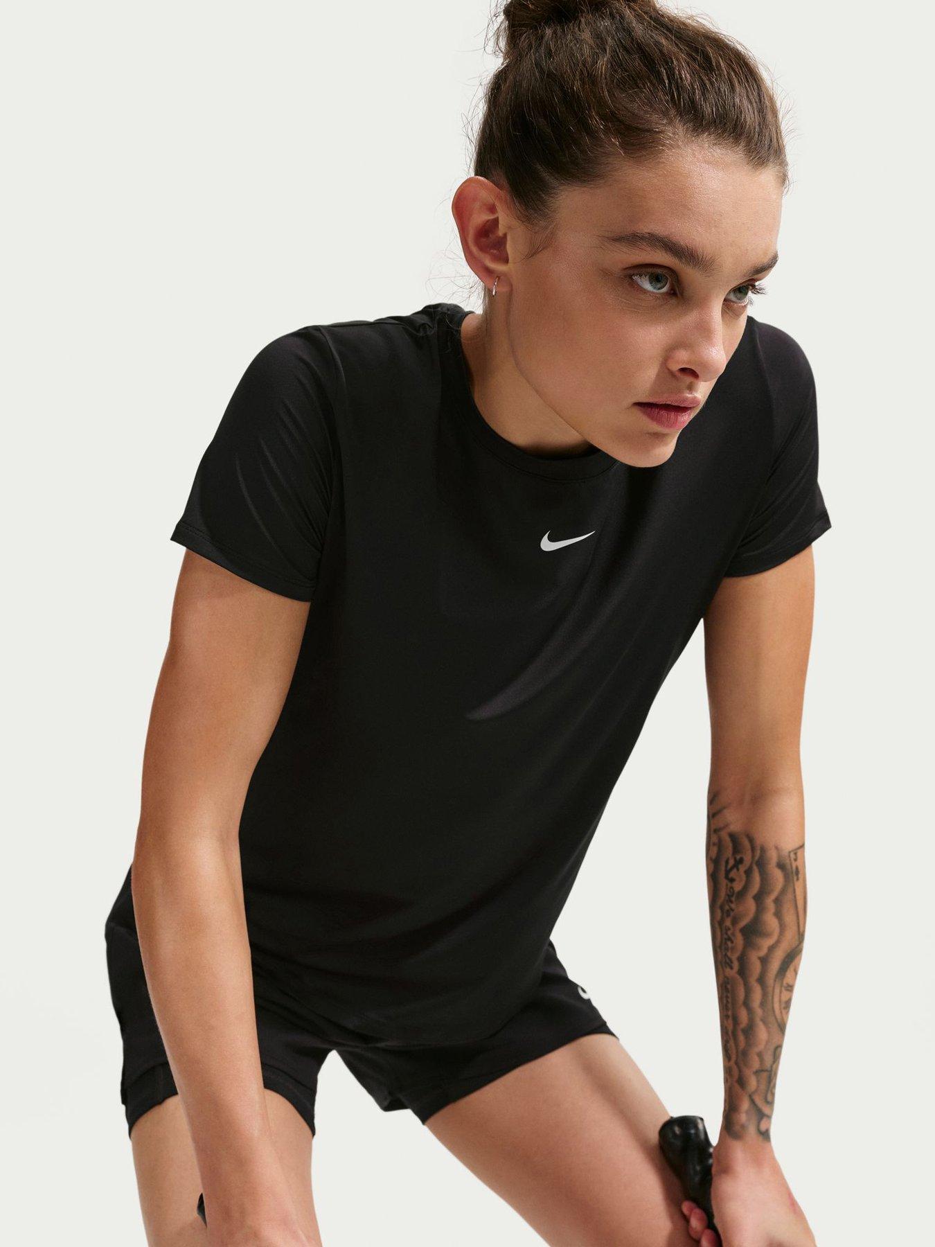 Image 1 of 5 of Nike Womens One Classic Dri-FIT Training T-Shirt - Black/White
