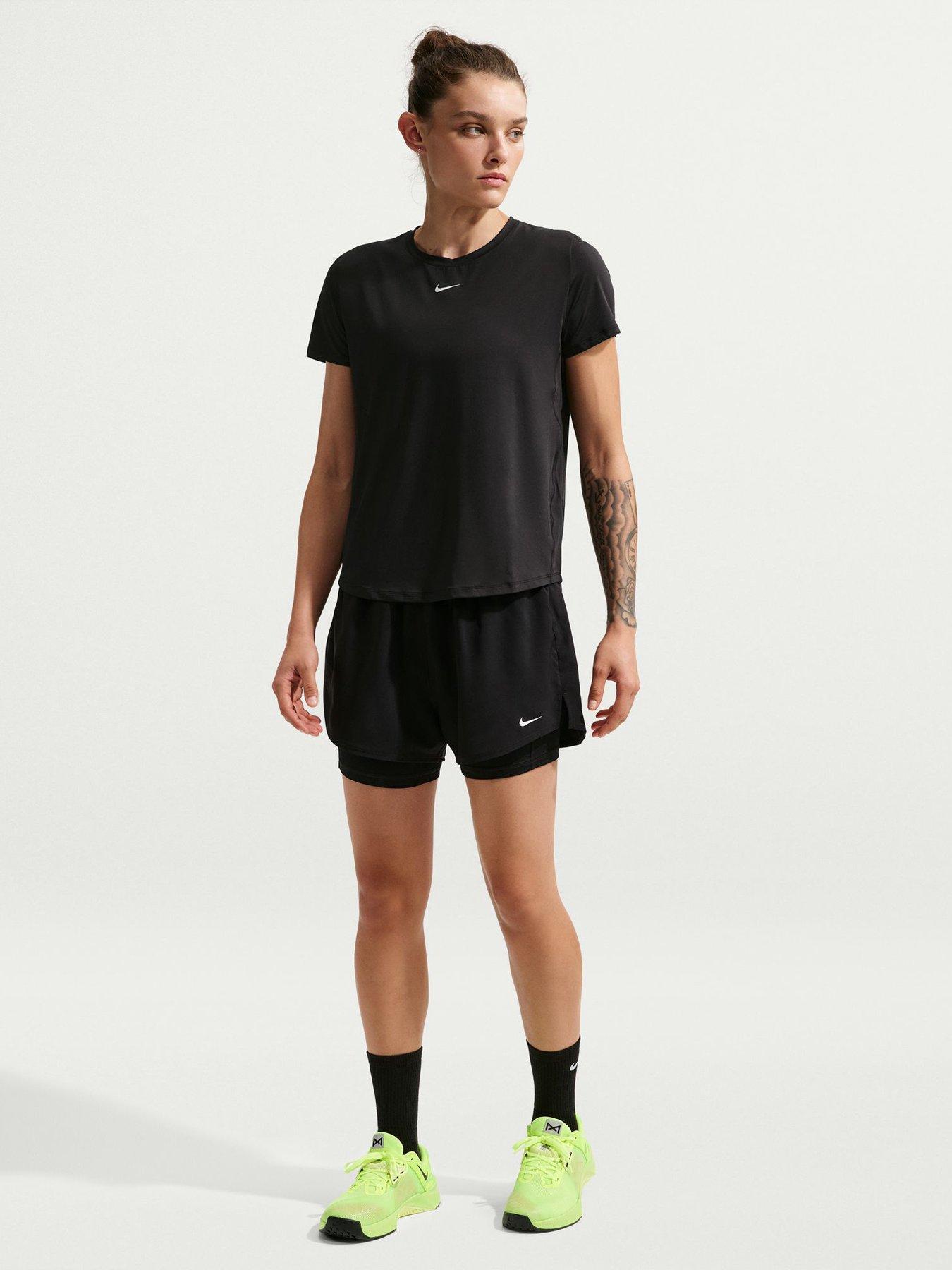 Image 3 of 5 of Nike Womens One Classic Dri-FIT Training T-Shirt - Black/White