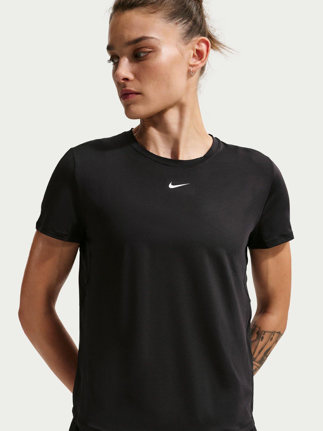 Image 4 of 5 of Nike Womens One Classic Dri-FIT Training T-Shirt - Black/White