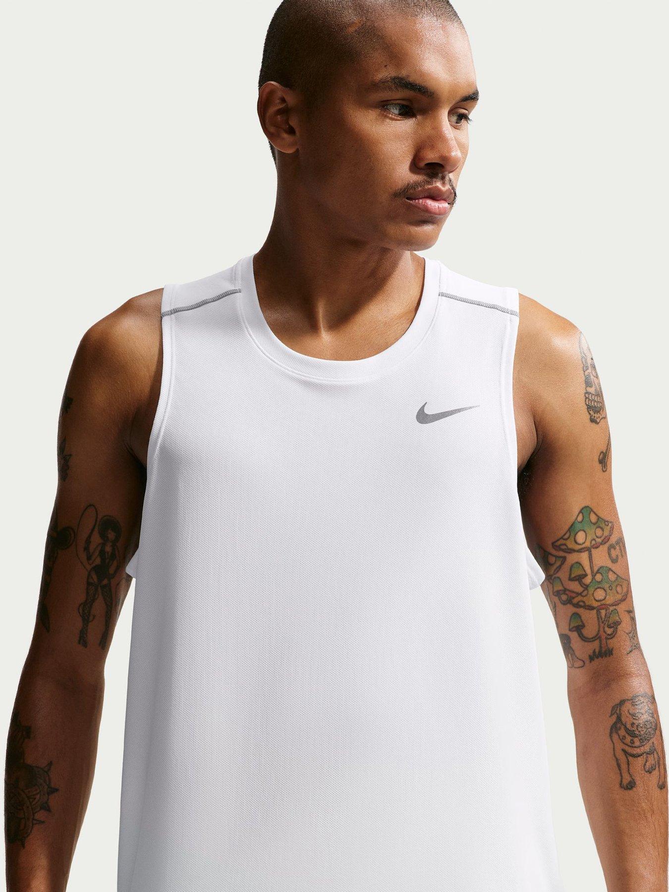 Image 4 of 5 of Nike Mens Running Miler Dri-FIT Tank - White