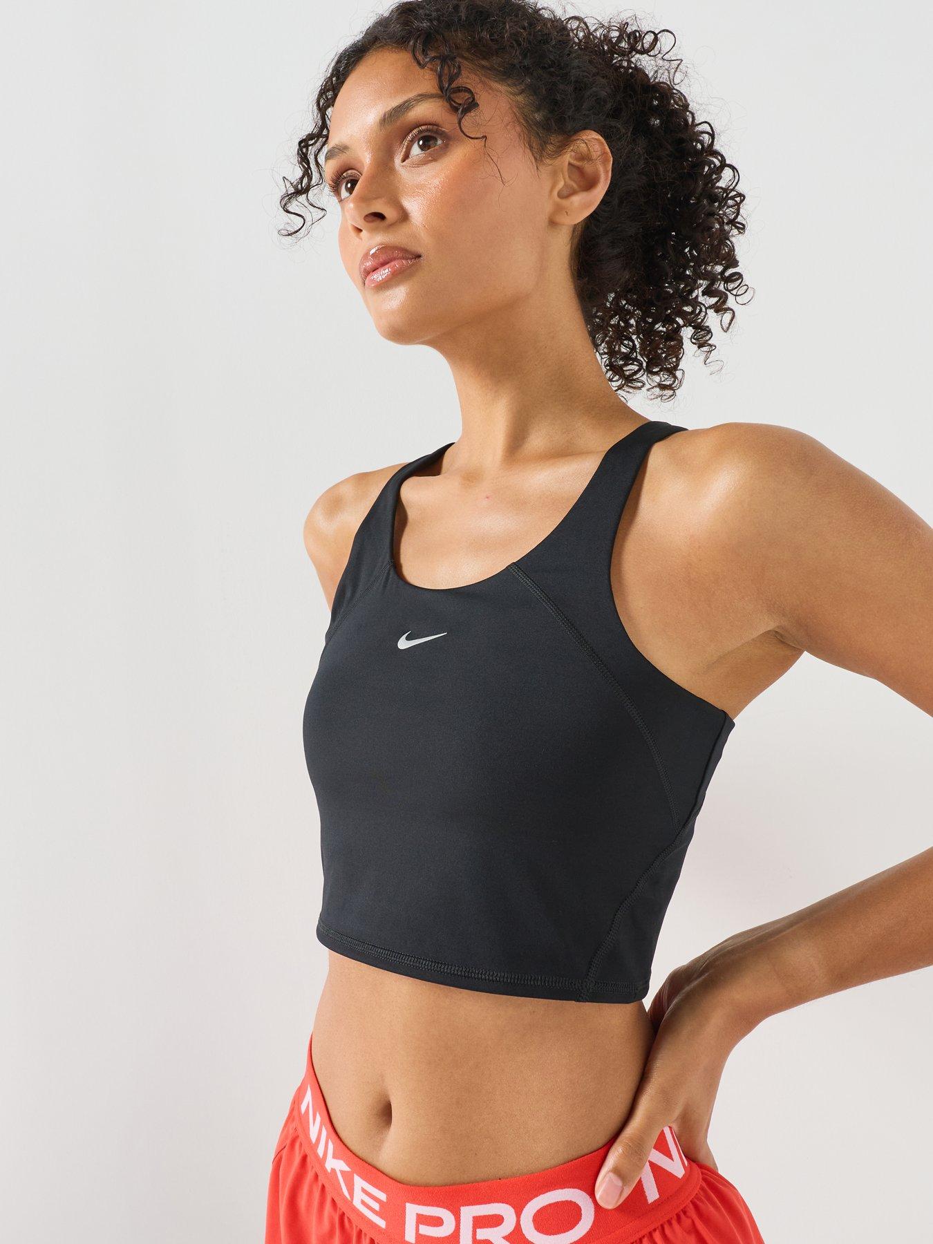 Nike Womens Training Medium Support Cropped Sports Bra Tank - Black