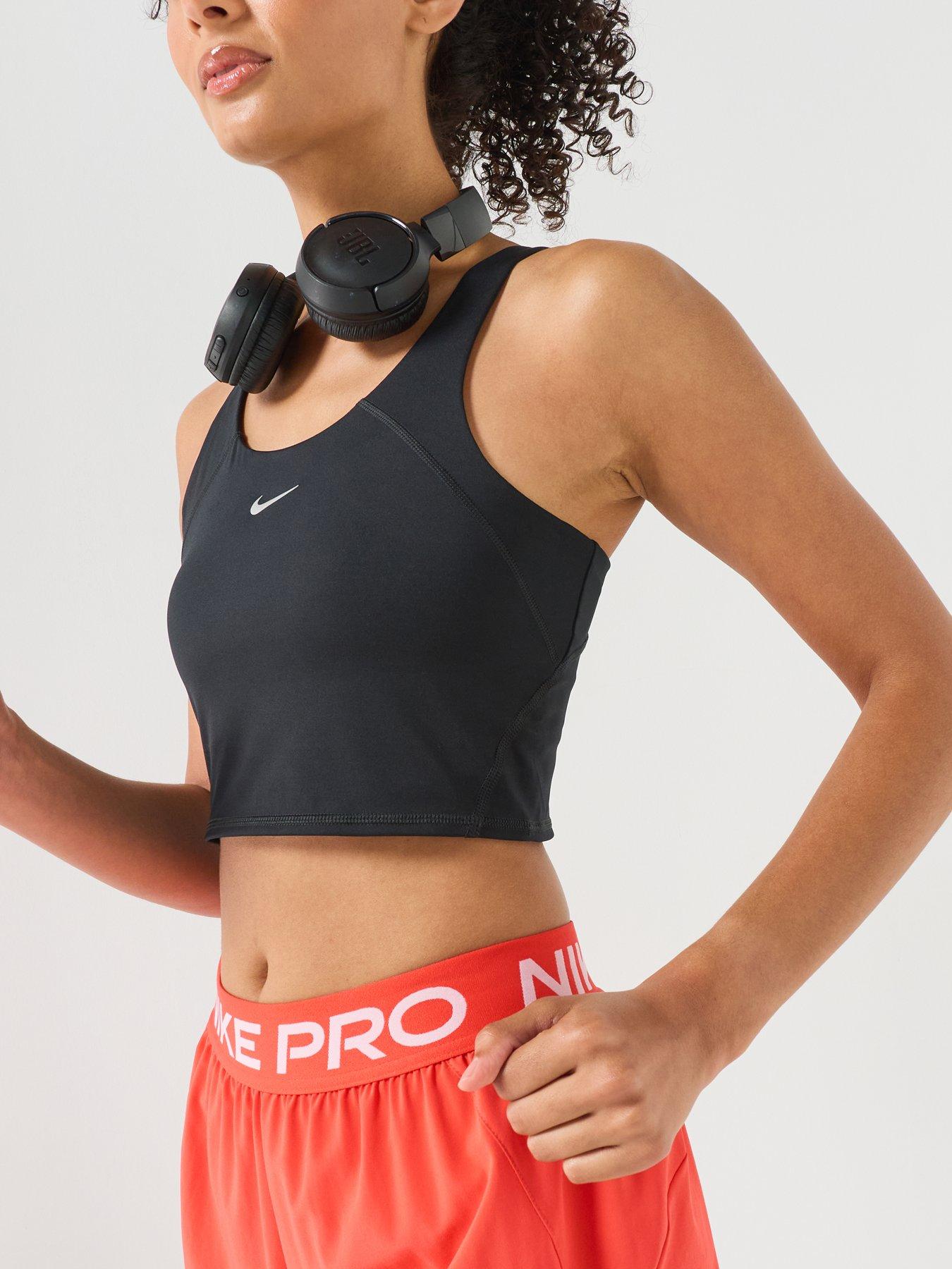 Image 6 of 6 of Nike Womens Training Medium Support Cropped Sports Bra Tank - Black