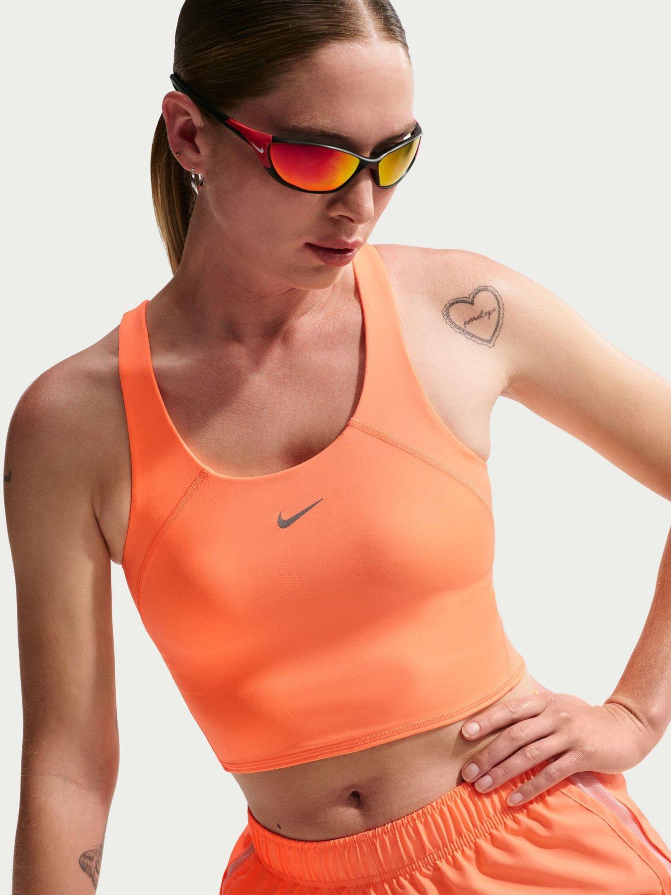 Image 1 of 6 of Nike Womens Training Medium Support Cropped Sports Bra Tank - Orange