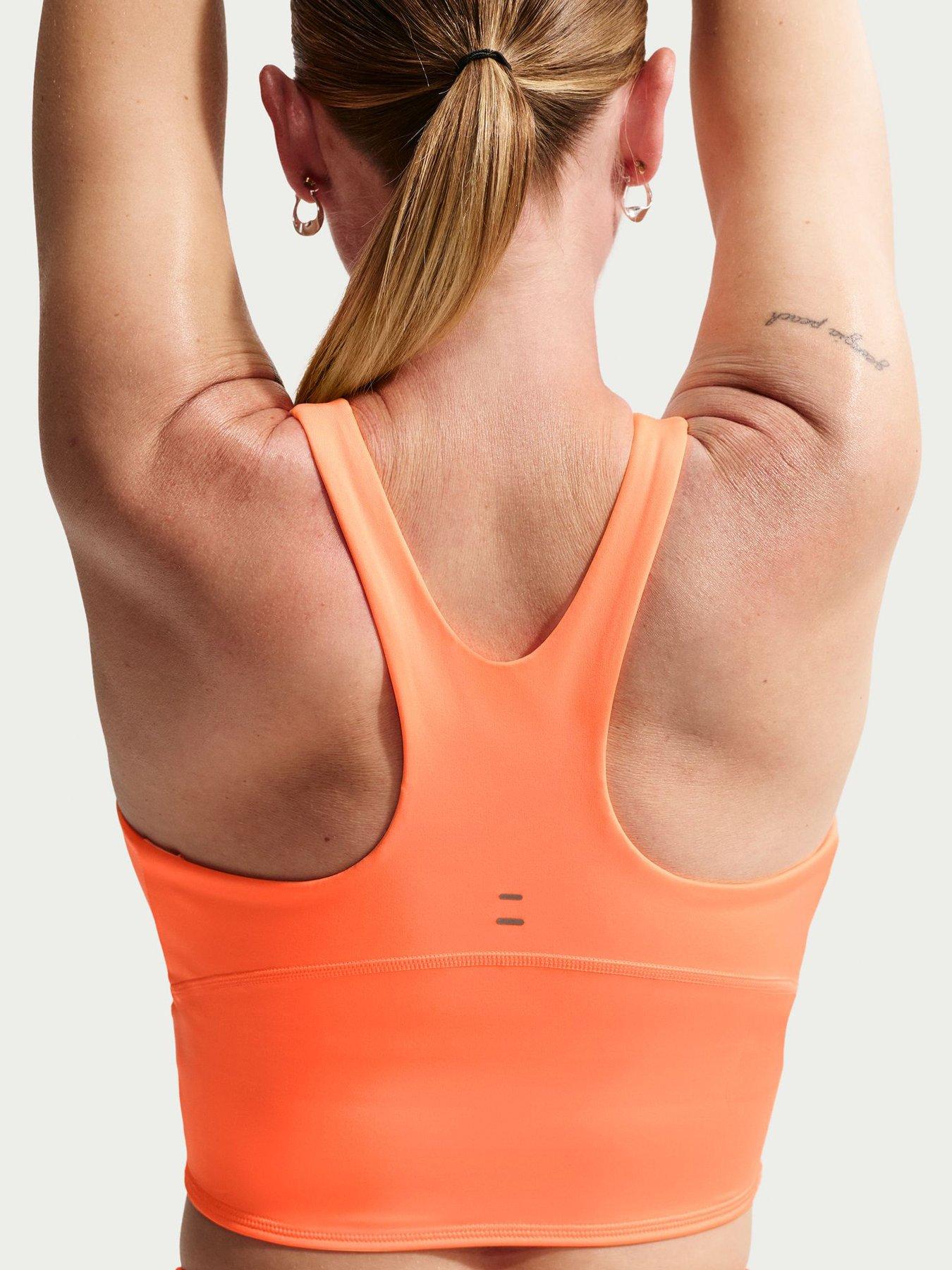 Image 2 of 6 of Nike Womens Training Medium Support Cropped Sports Bra Tank - Orange