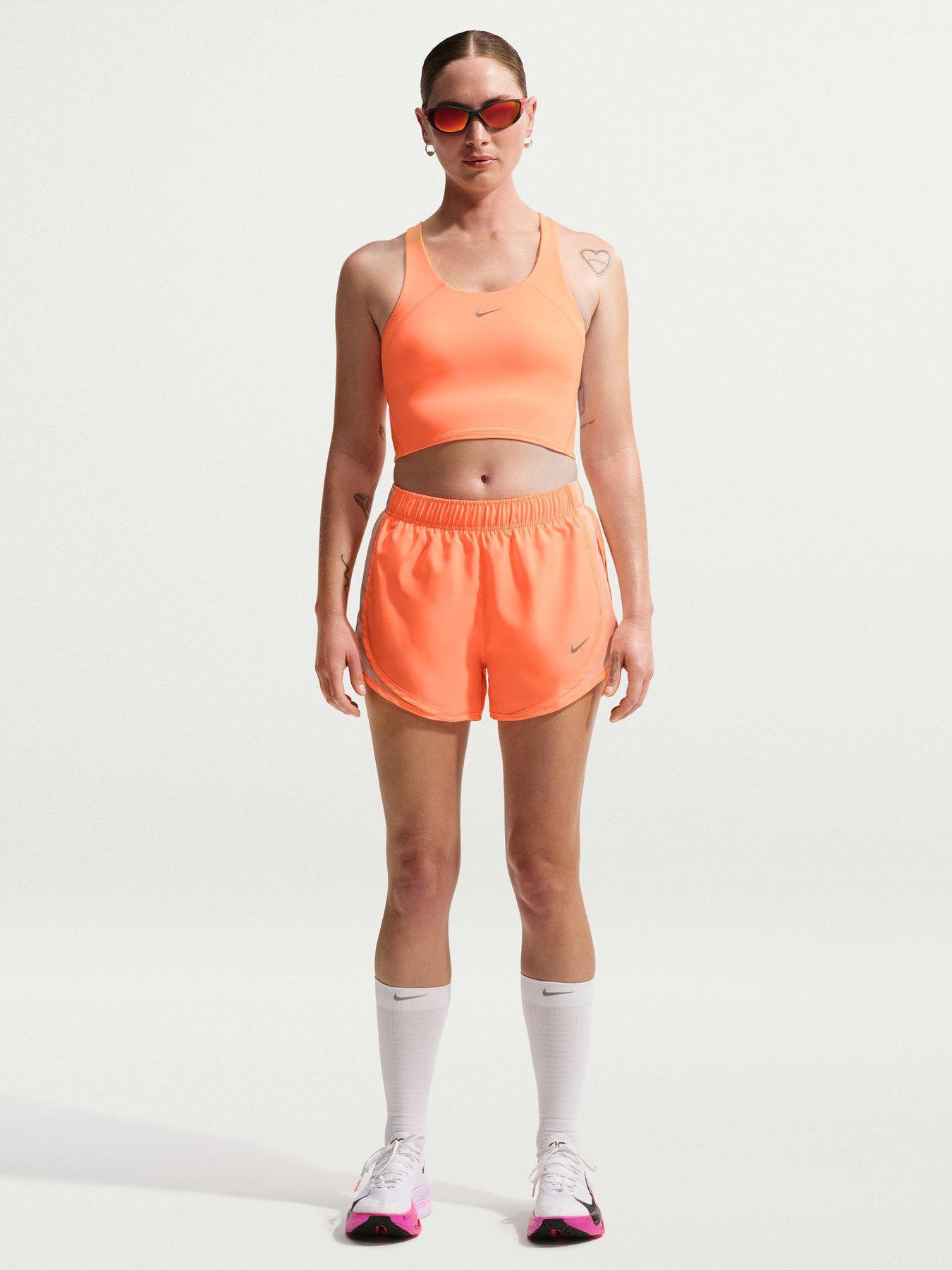 Image 3 of 6 of Nike Womens Training Medium Support Cropped Sports Bra Tank - Orange