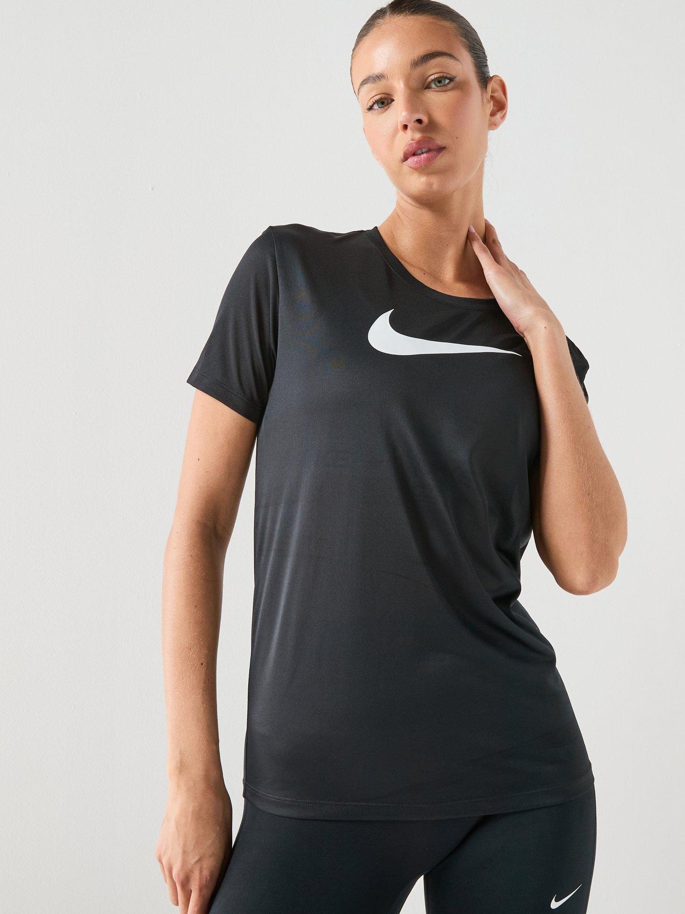 Image 1 of 6 of Nike Womens Training Dri-FIT Graphic T-Shirt - Black/White