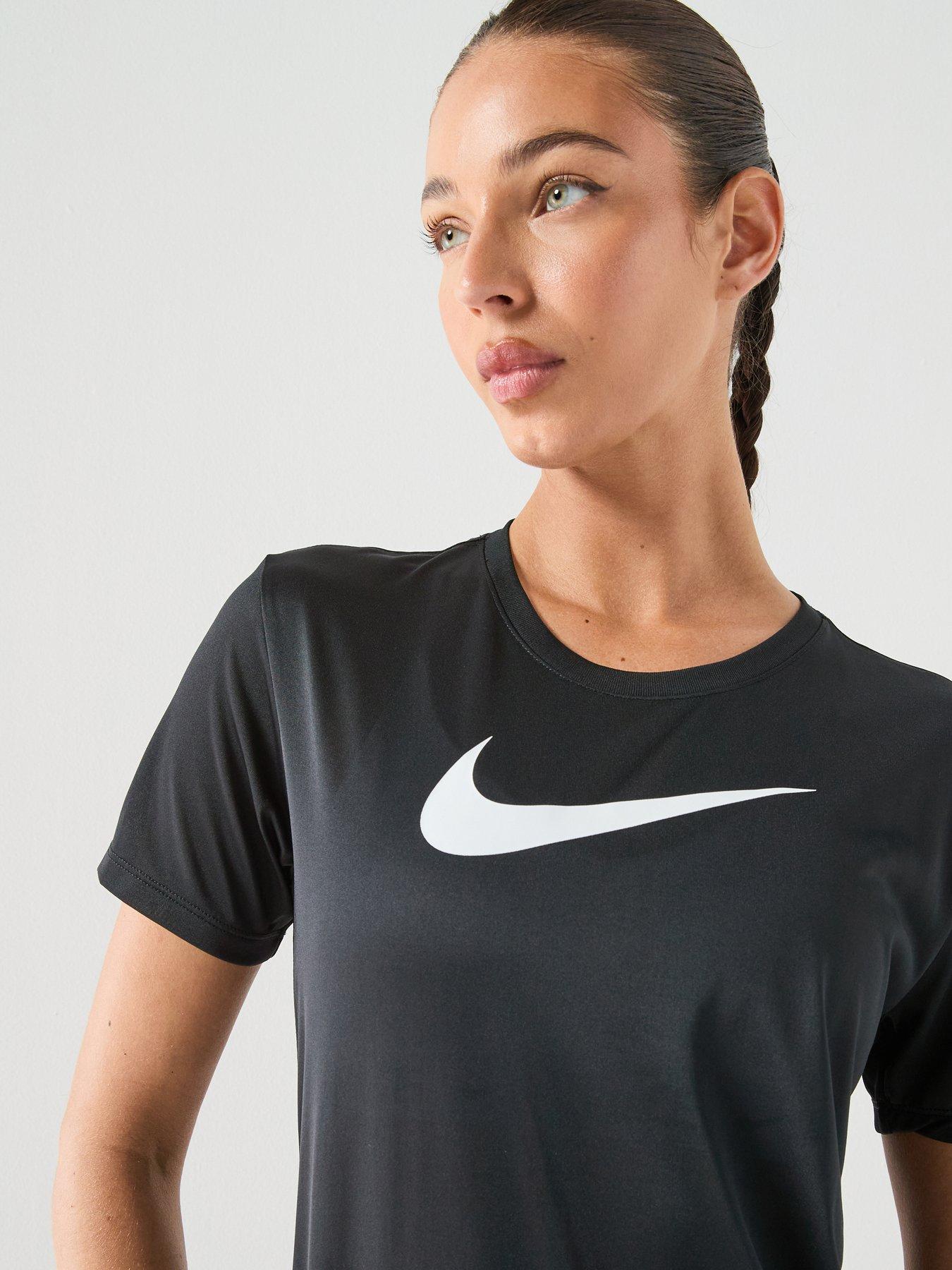 Image 4 of 6 of Nike Womens Training Dri-FIT Graphic T-Shirt - Black/White