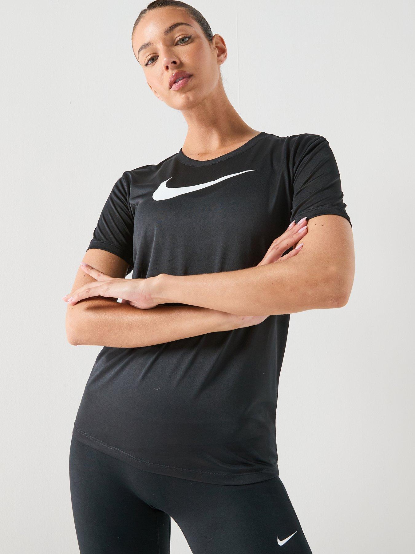 Image 5 of 6 of Nike Womens Training Dri-FIT Graphic T-Shirt - Black/White