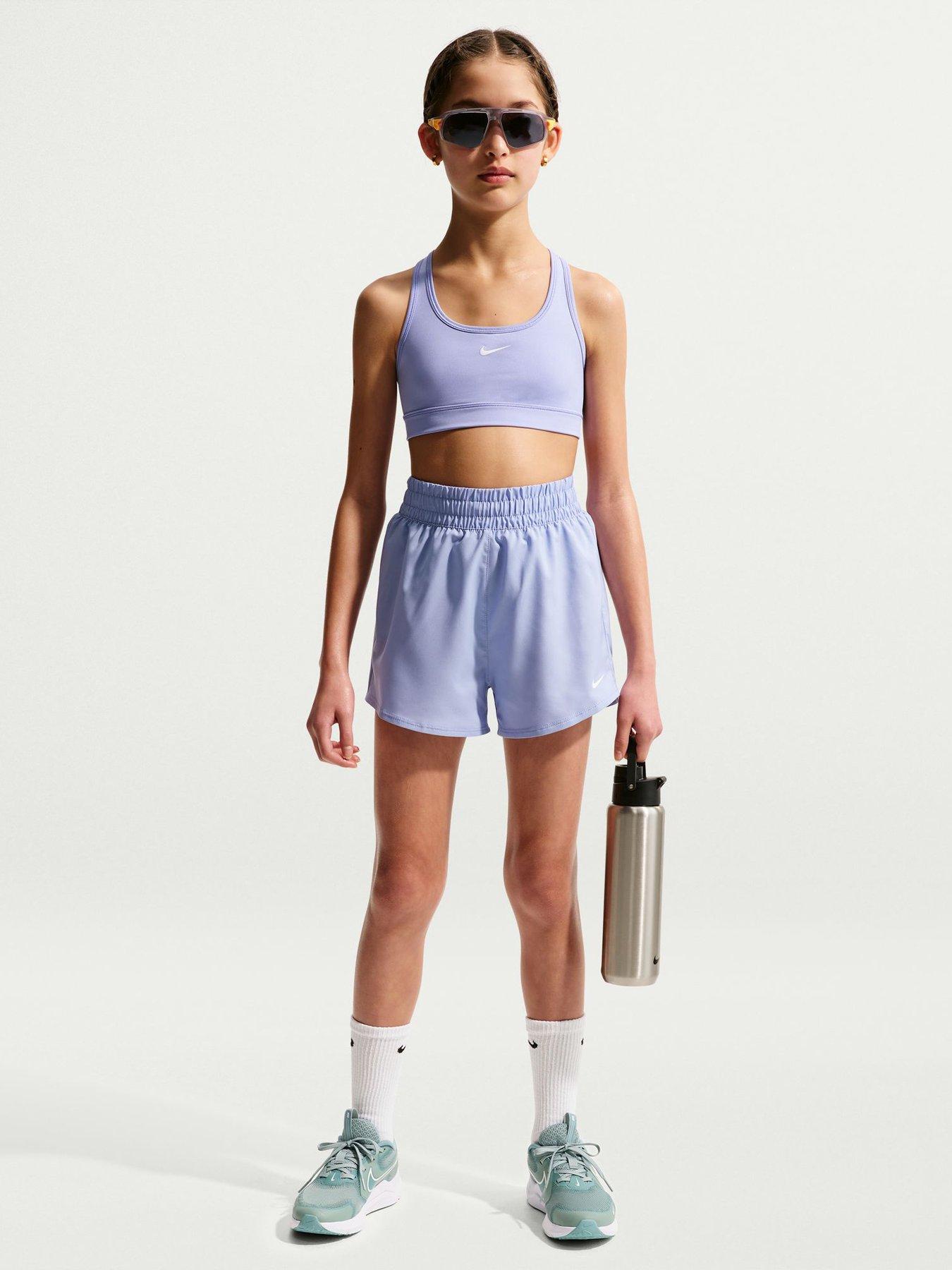 Nike Junior Girls Training Dri-FIT High Waisted Woven Training Shorts - Blue