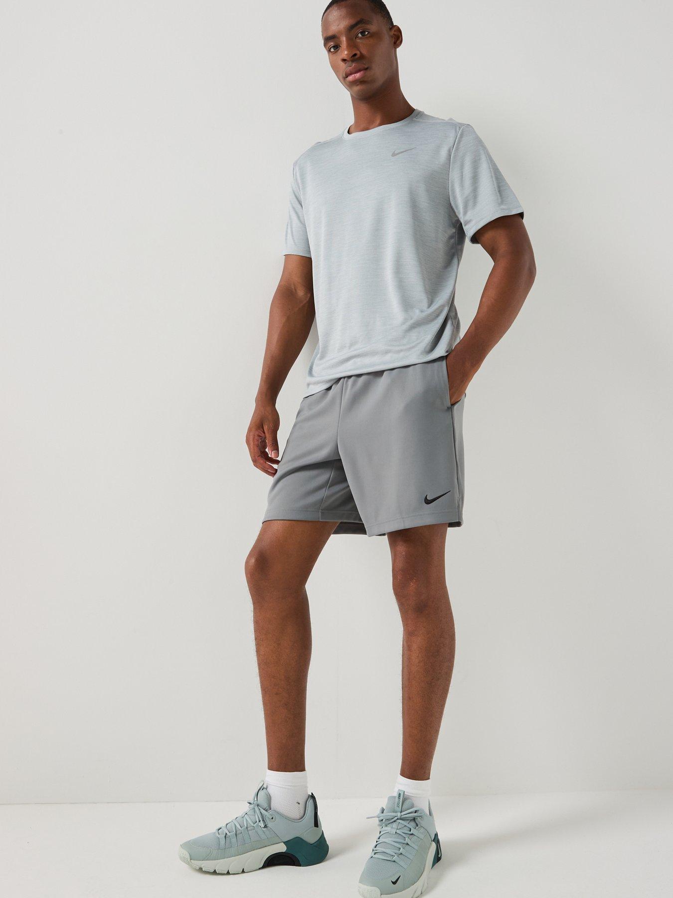 Image 3 of 5 of Nike Mens Training Dri-FIT 7 Inch Fleece Shorts - Grey