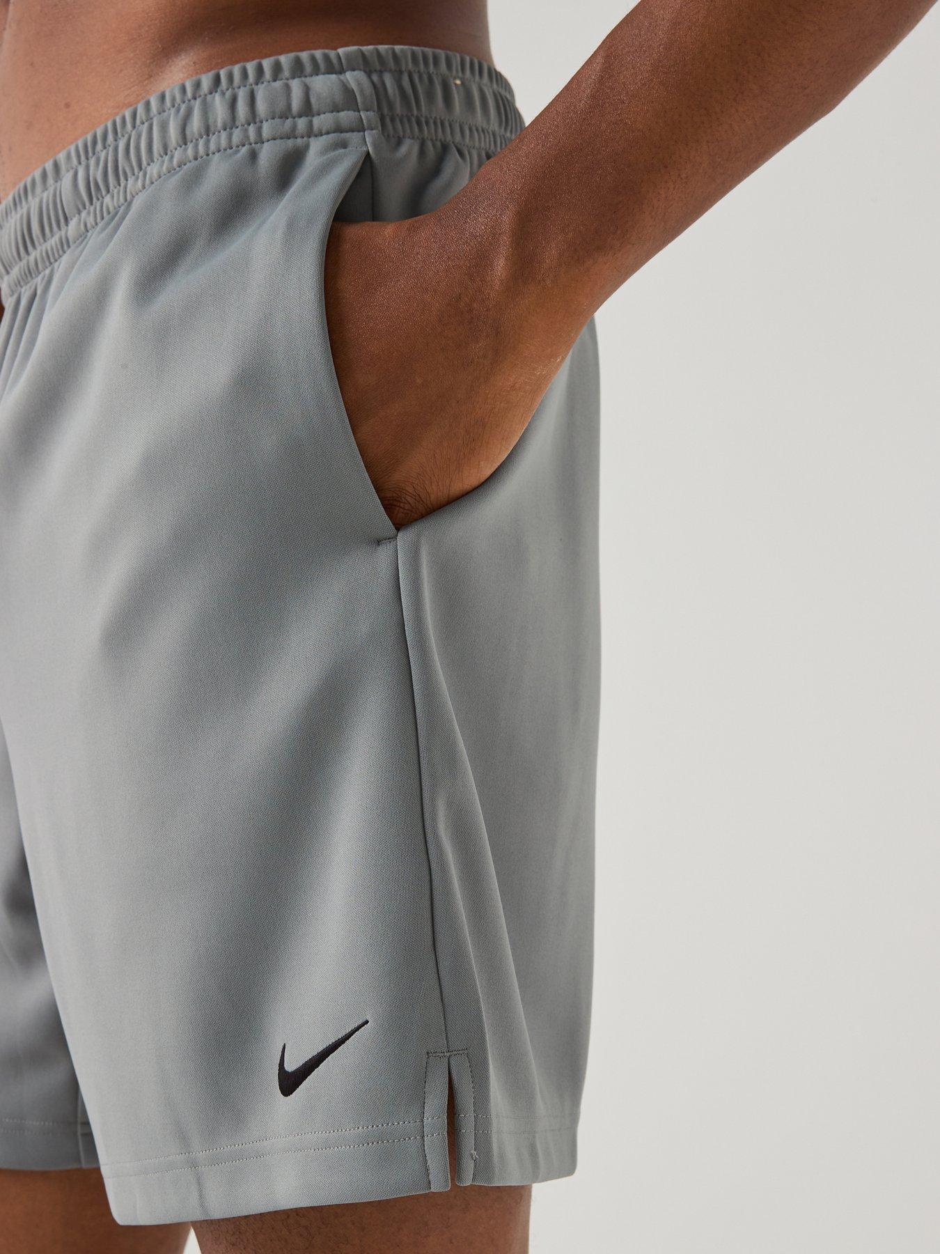 Image 4 of 5 of Nike Mens Training Dri-FIT 7 Inch Fleece Shorts - Grey
