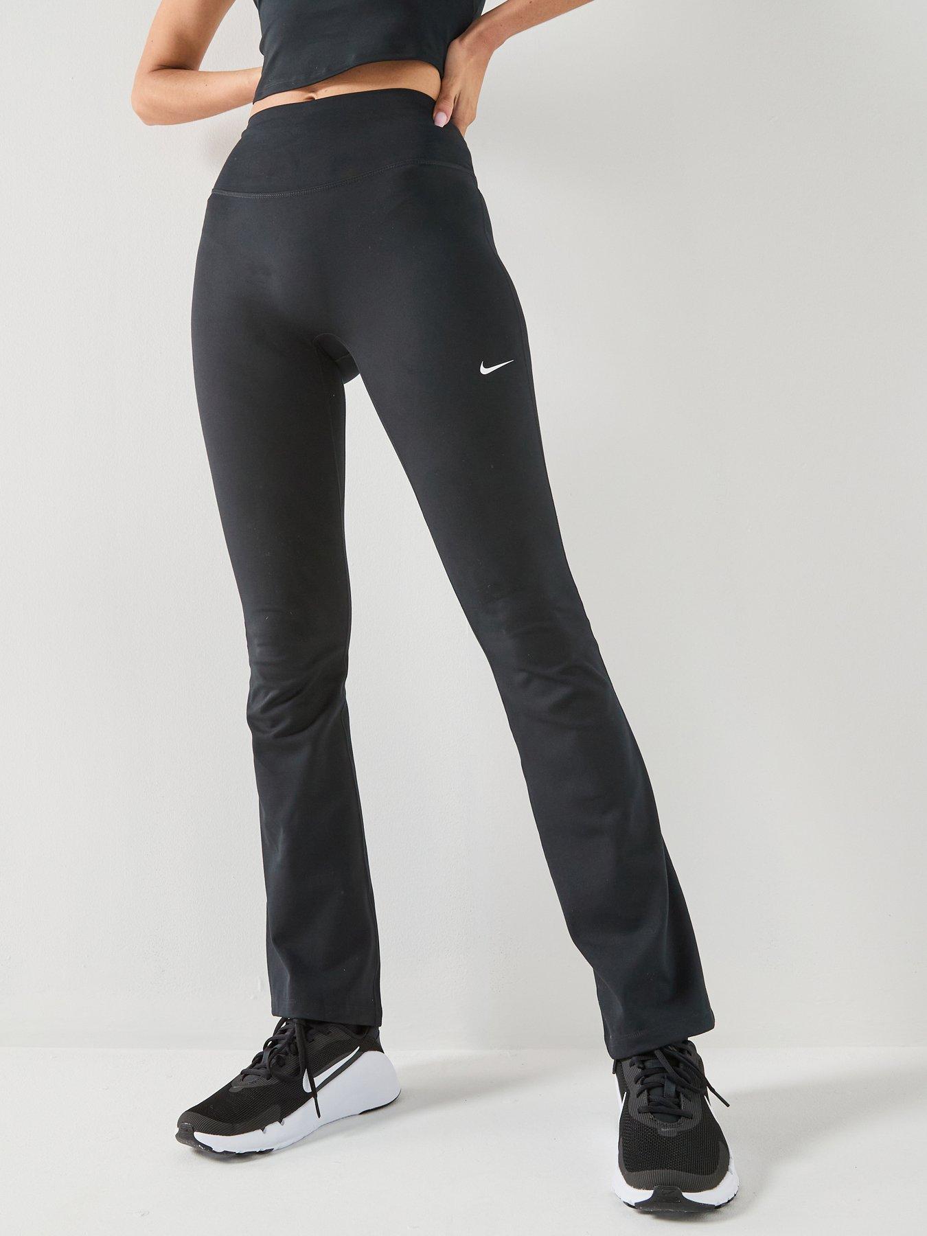Image 1 of 2 of Nike Womens One Dri-FIT Training High Rise Flared Pants - Black/White