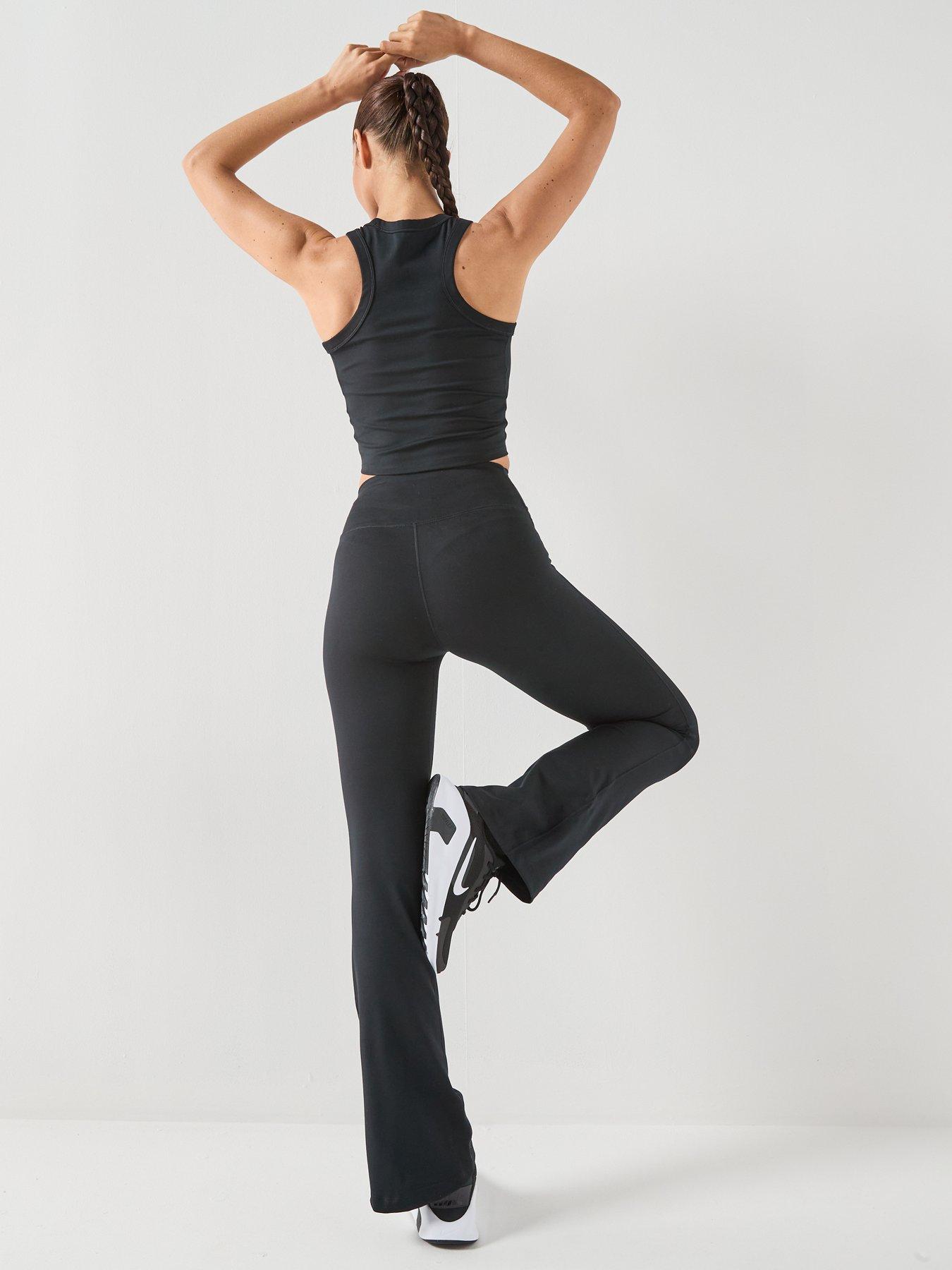 Image 2 of 2 of Nike Womens One Dri-FIT Training High Rise Flared Pants - Black/White