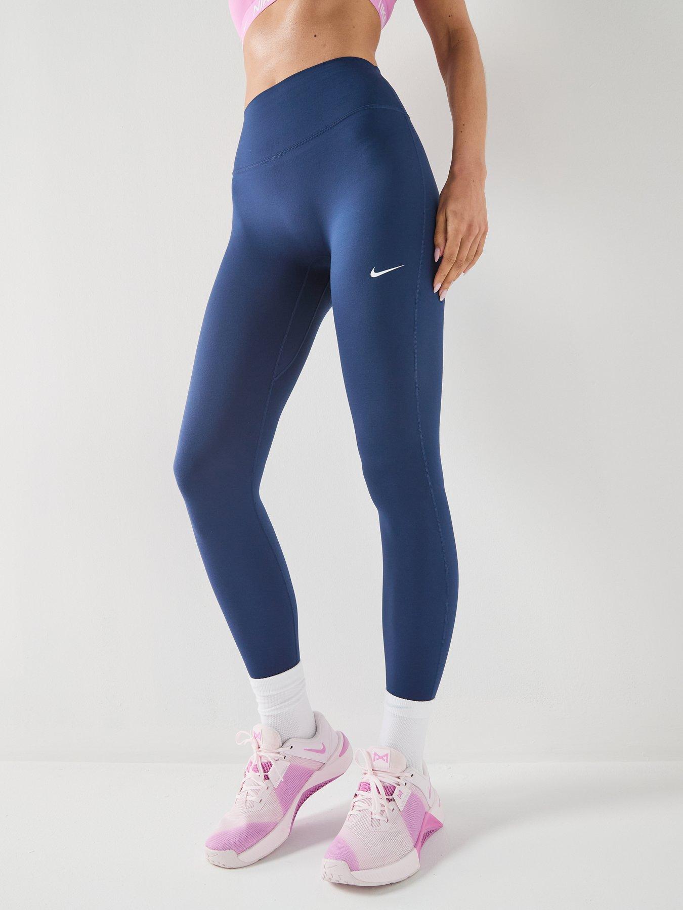 Image 6 of 6 of Nike Womens One Dri-FIT Training High Rise 7/8 Tights - Navy