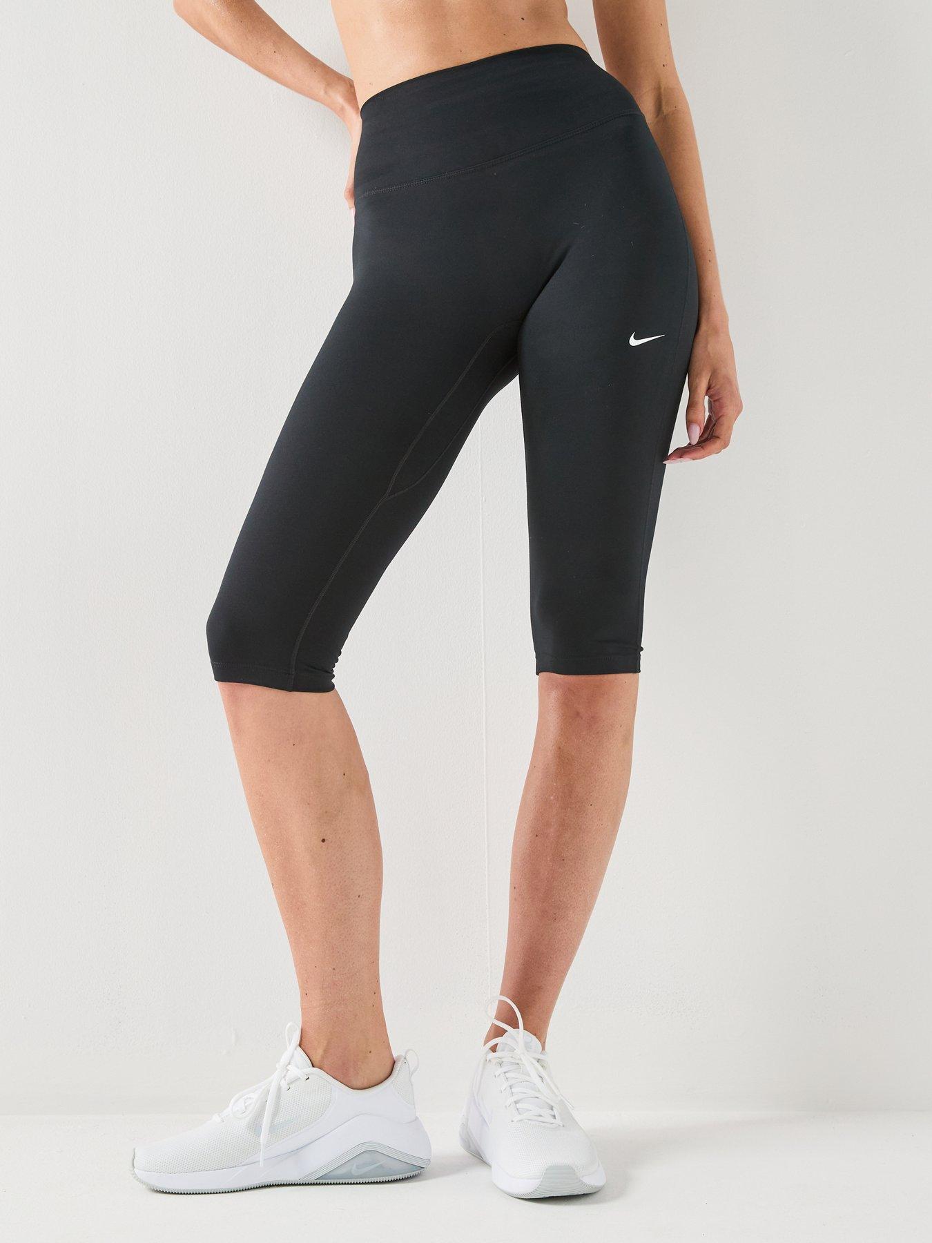 Image 5 of 6 of Nike Womens One Dri-FIT Training High Rise Capri Tights - Black/White