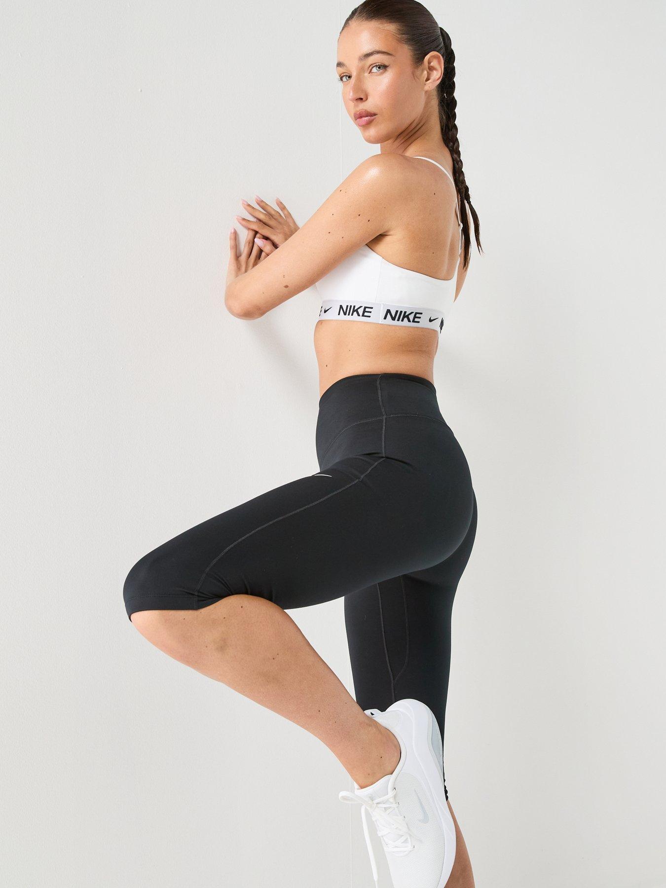 Image 6 of 6 of Nike Womens One Dri-FIT Training High Rise Capri Tights - Black/White