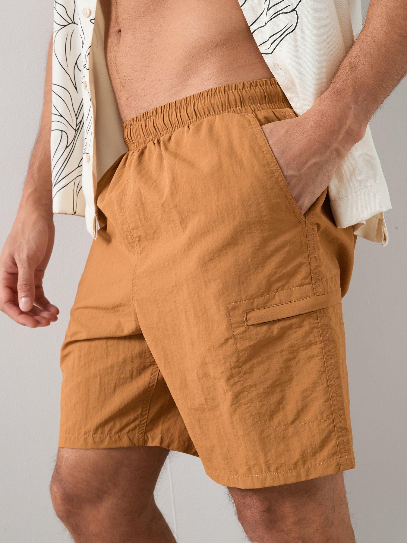 Image 4 of 7 of The Very Collection Quick Dry Cargo Swim Shorts - Brown