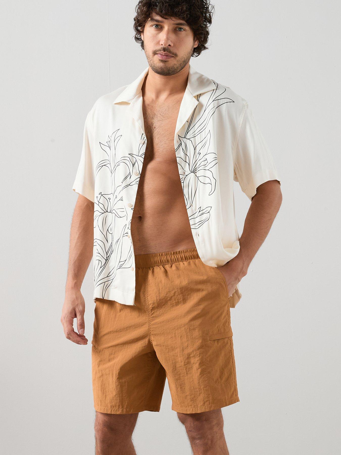 Image 5 of 7 of The Very Collection Quick Dry Cargo Swim Shorts - Brown
