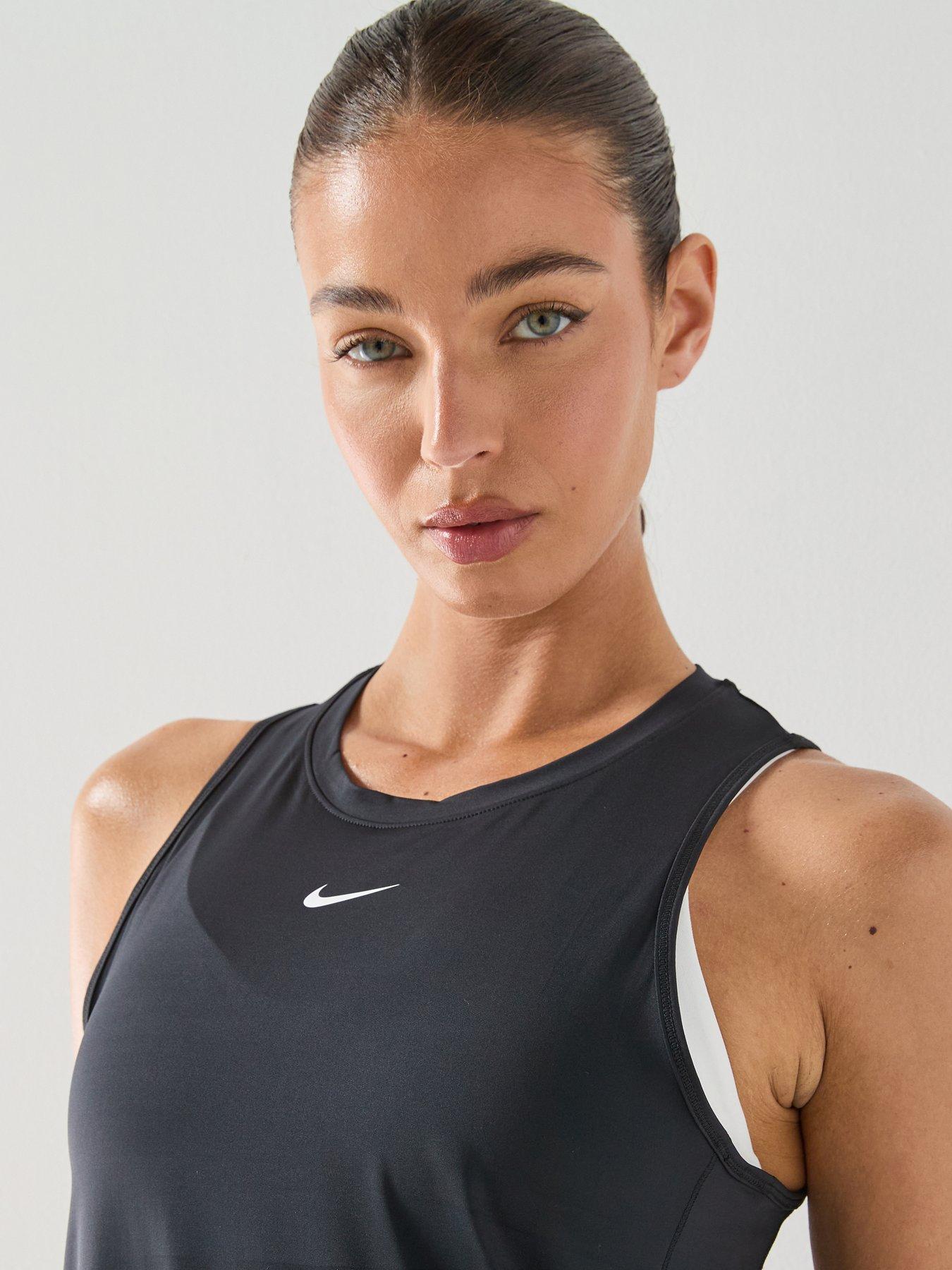 Image 4 of 6 of Nike Womens One Classic Dri-FIT Training Tank Top - Black/White