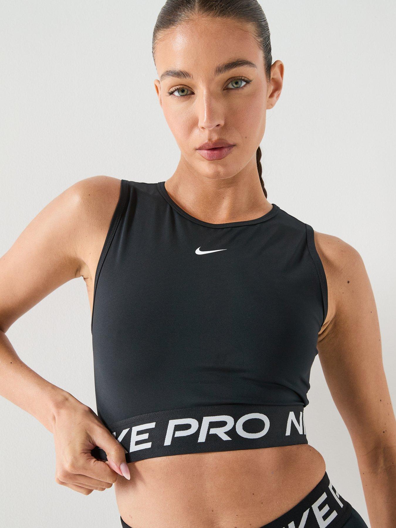 Image 5 of 7 of Nike Womens Training Pro 365 Dri-FIT Crop Tank - Black/White