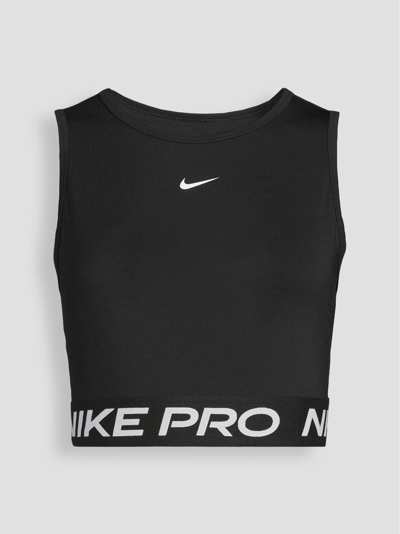 Image 7 of 7 of Nike Womens Training Pro 365 Dri-FIT Crop Tank - Black/White