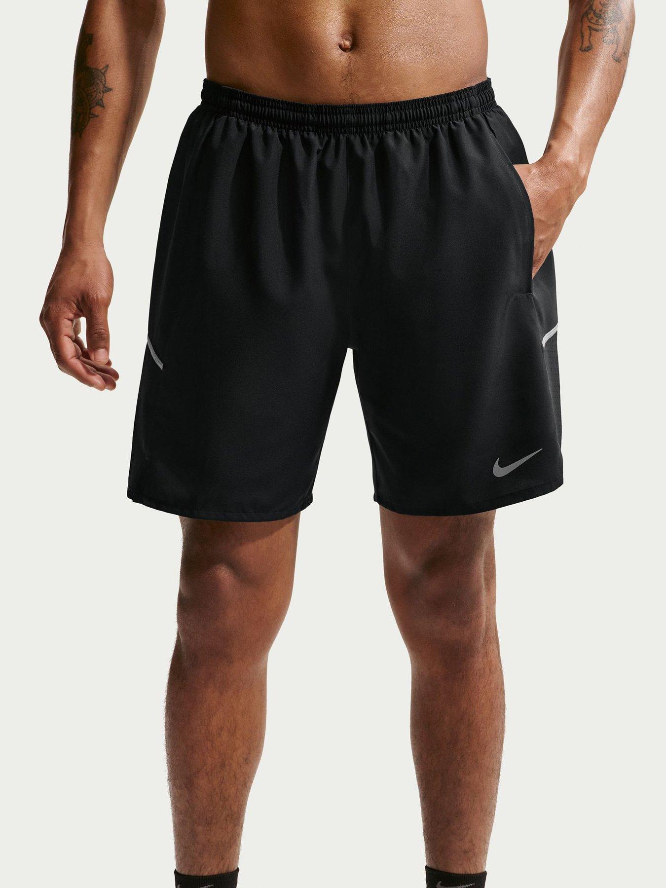 Image 1 of 5 of Nike Mens Miler Dri-FIT Running 7 Inch Brief Lined Shorts - Black