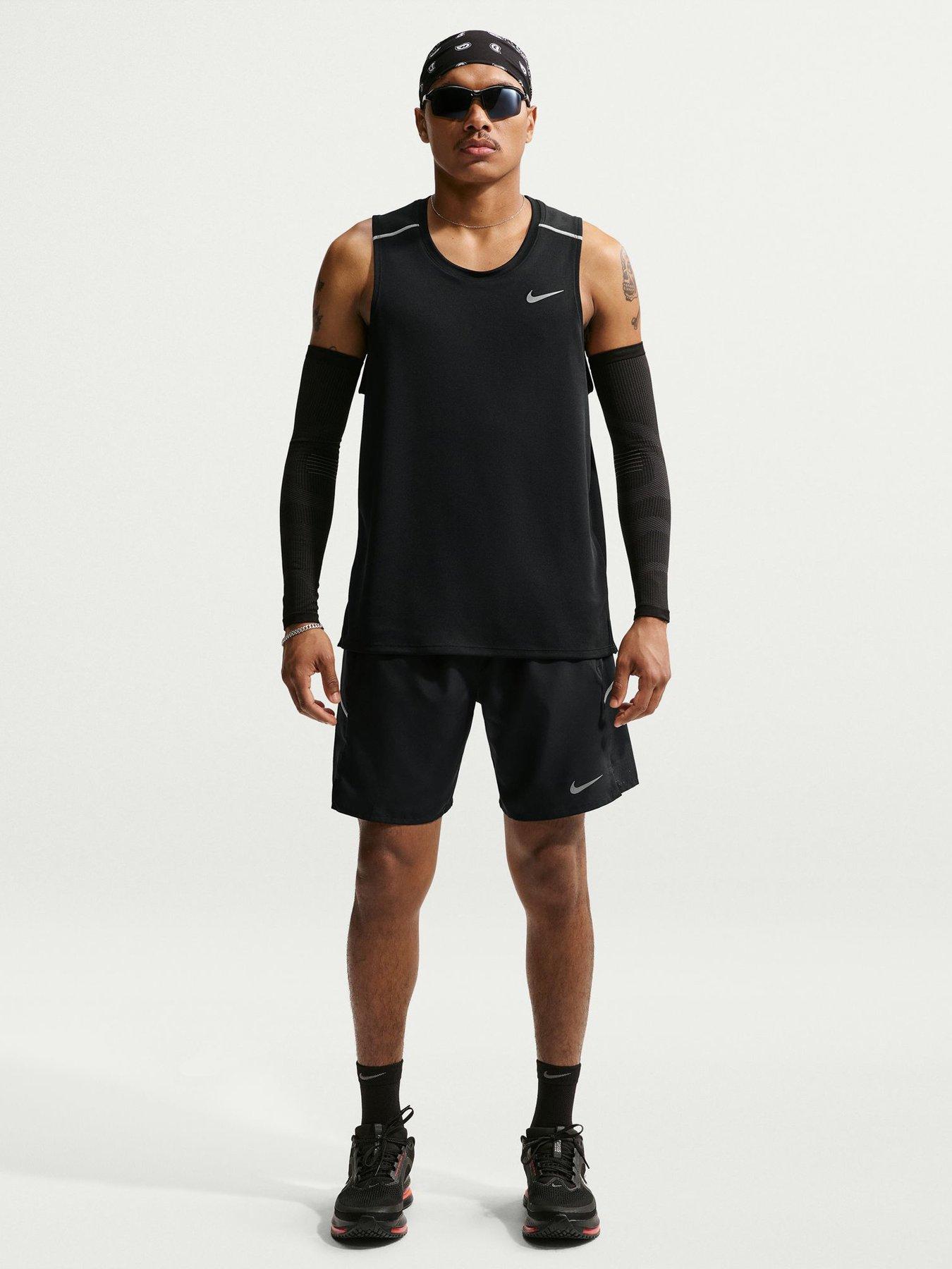 Image 3 of 5 of Nike Mens Miler Dri-FIT Running 7 Inch Brief Lined Shorts - Black