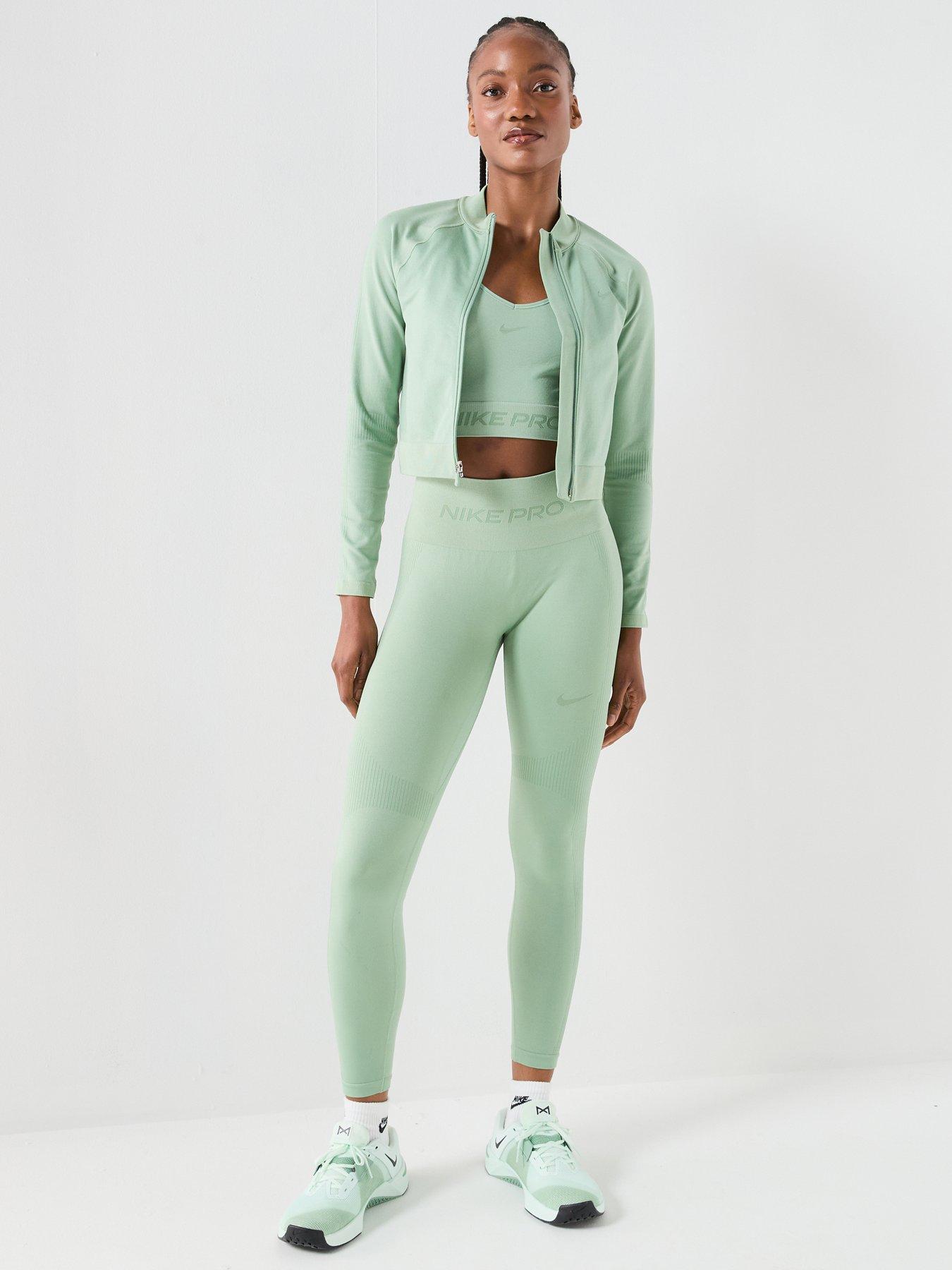 Image 3 of 4 of Nike Womens Training Dri-FIT Full Zip Mid Layer Top - Green