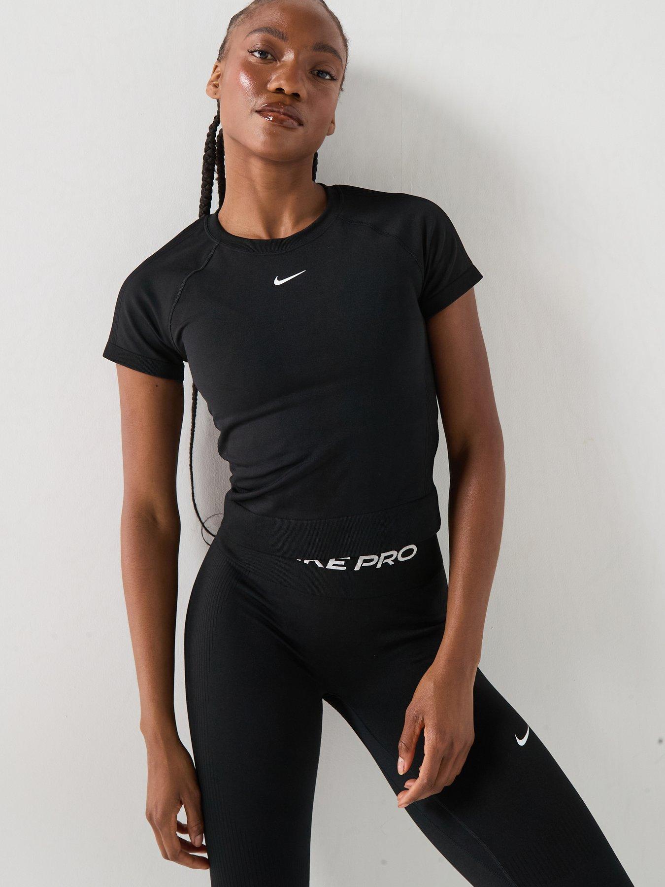 Nike Womens Training Pro Dri-FIT Seamless T-Shirt - Black/White