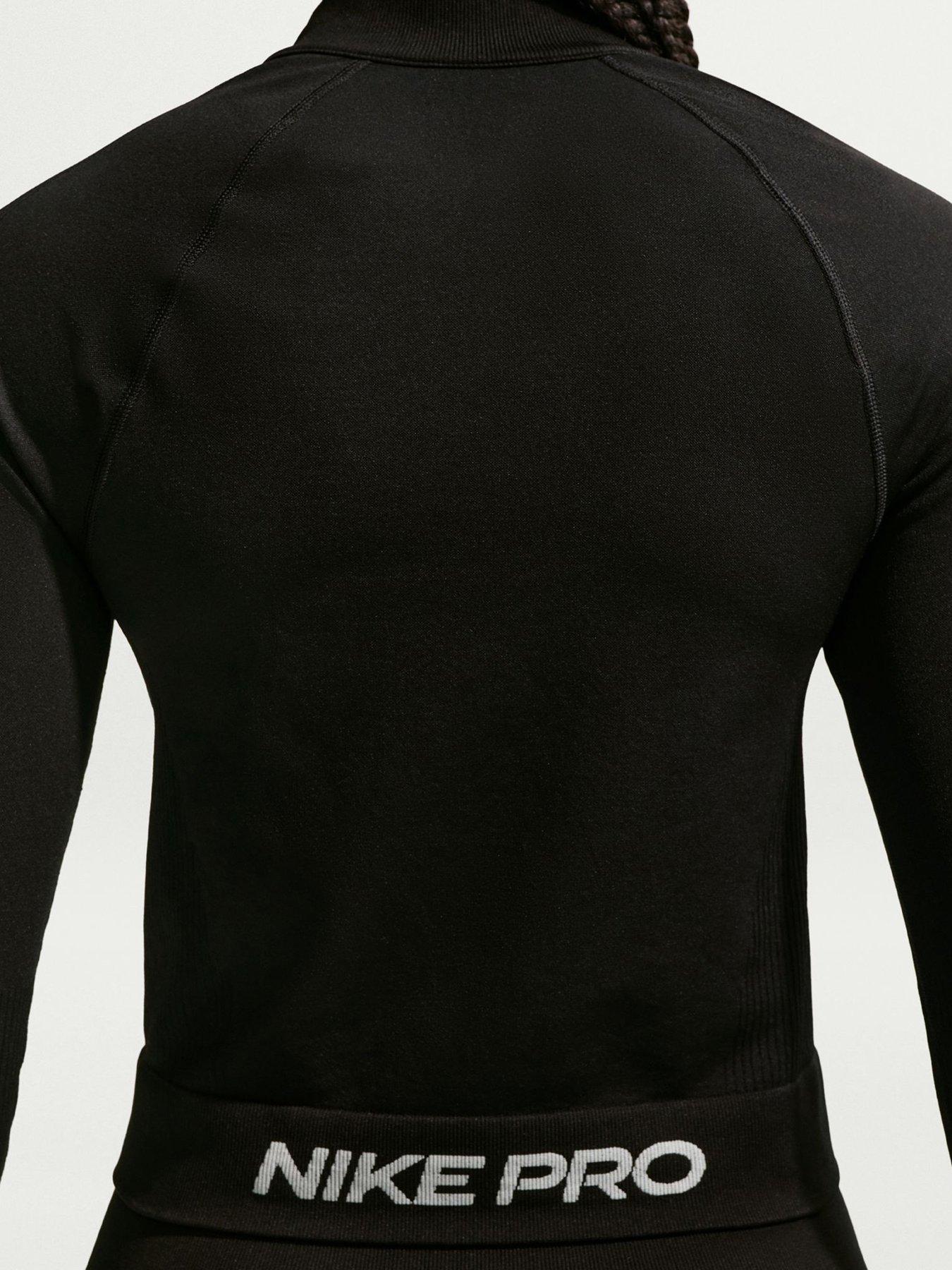 Image 2 of 5 of Nike Womens Training Pro Dri-FIT Seamless Full Zip Midlayer - Black/White