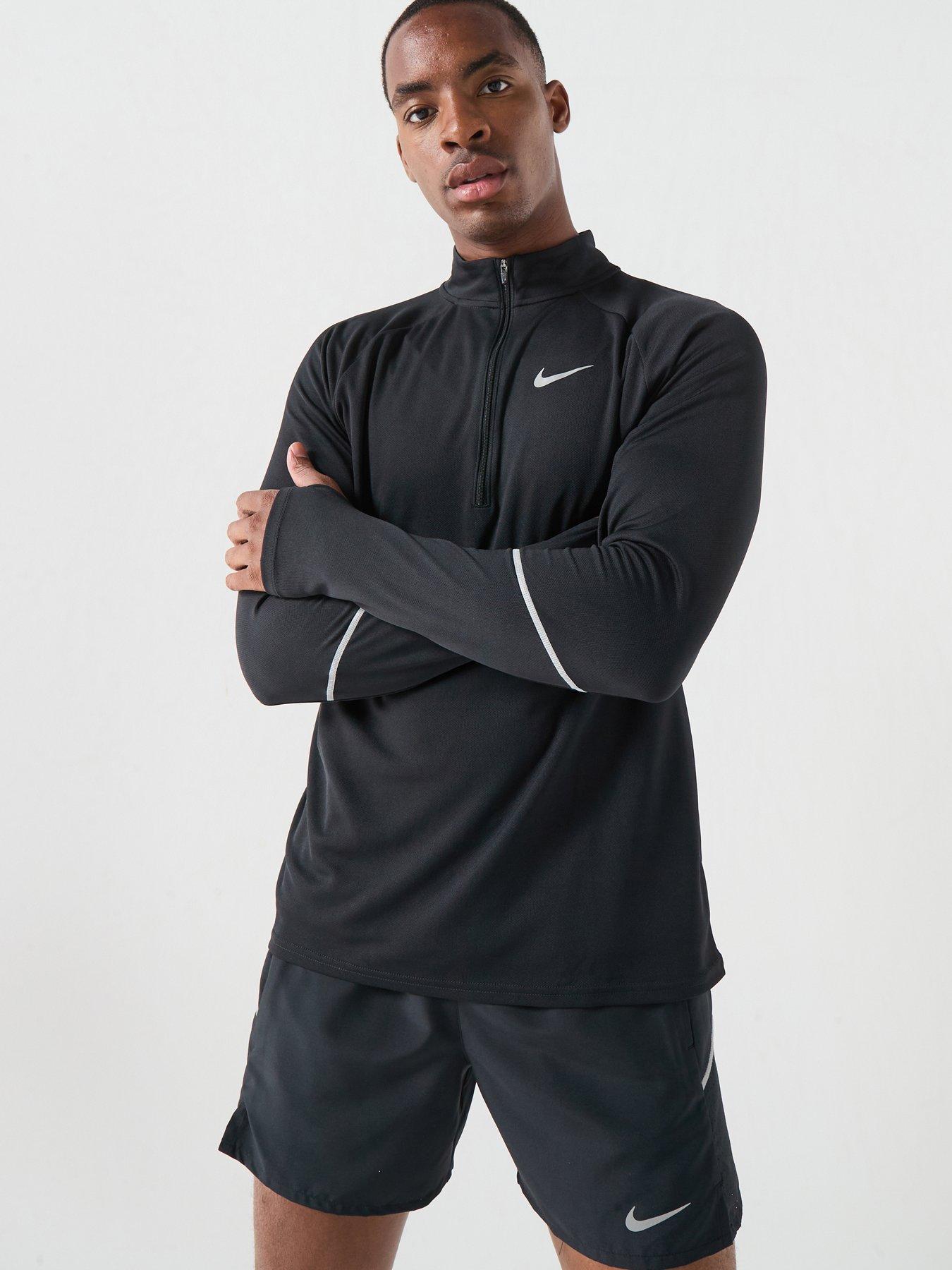 Nike Mens Miler Dri-FIT UV Running Long Sleeve Top - Black