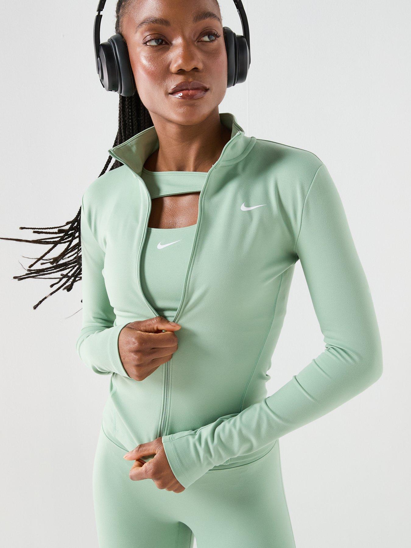 Image 4 of 7 of Nike Womens Training One Dri-FIT Full Zip Fitted Jacket - Green