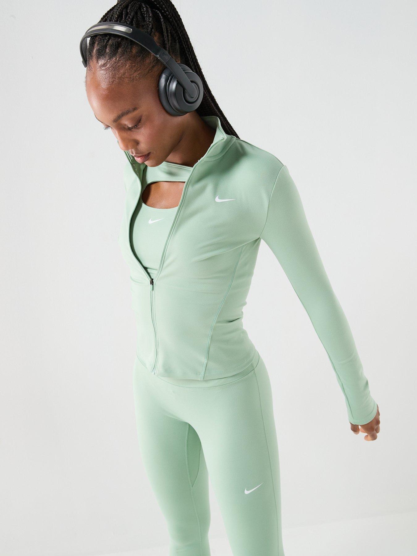 Image 5 of 7 of Nike Womens Training One Dri-FIT Full Zip Fitted Jacket - Green