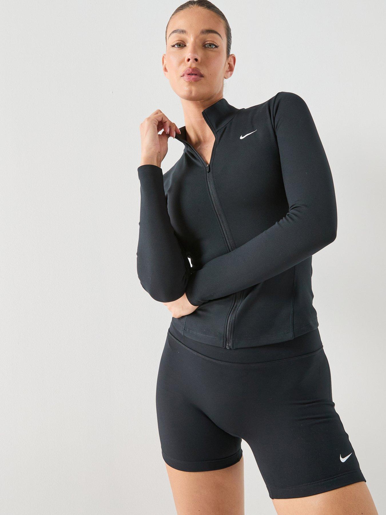 Image 1 of 5 of Nike Womens Training One Dri-FIT Full Zip Fitted Jacket - Black/White