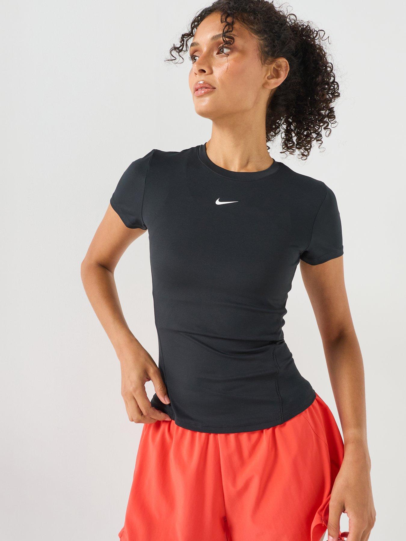Image 1 of 5 of Nike Womens Training One Fitted T-Shirt - Black/White