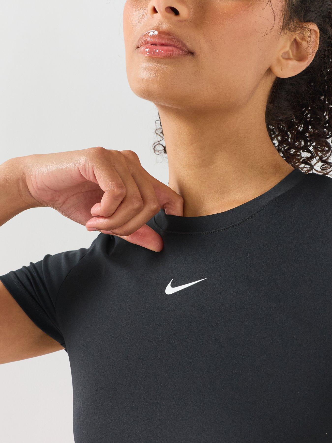 Image 4 of 5 of Nike Womens Training One Fitted T-Shirt - Black/White