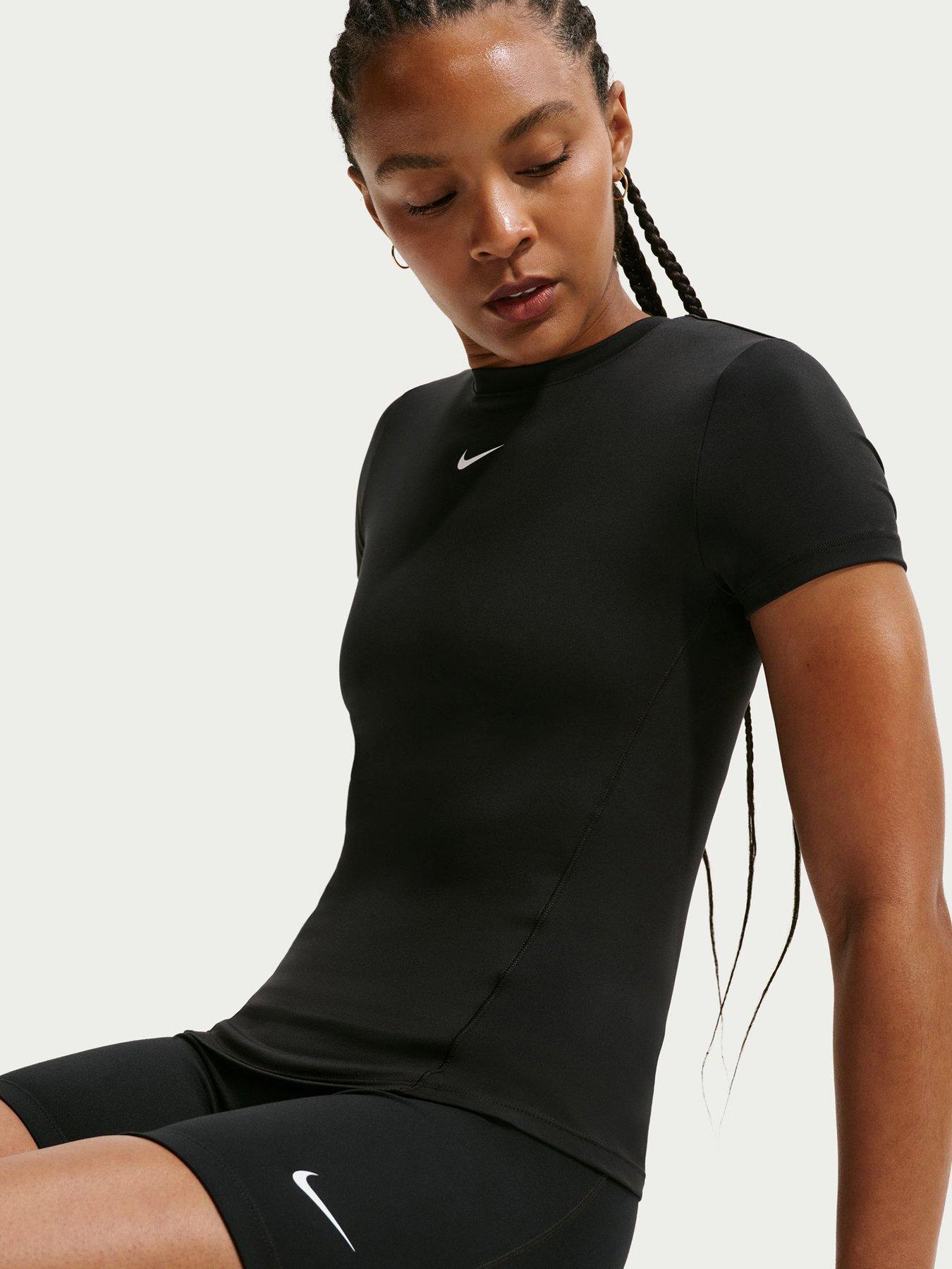 Image 5 of 5 of Nike Womens Training One Fitted T-Shirt - Black/White