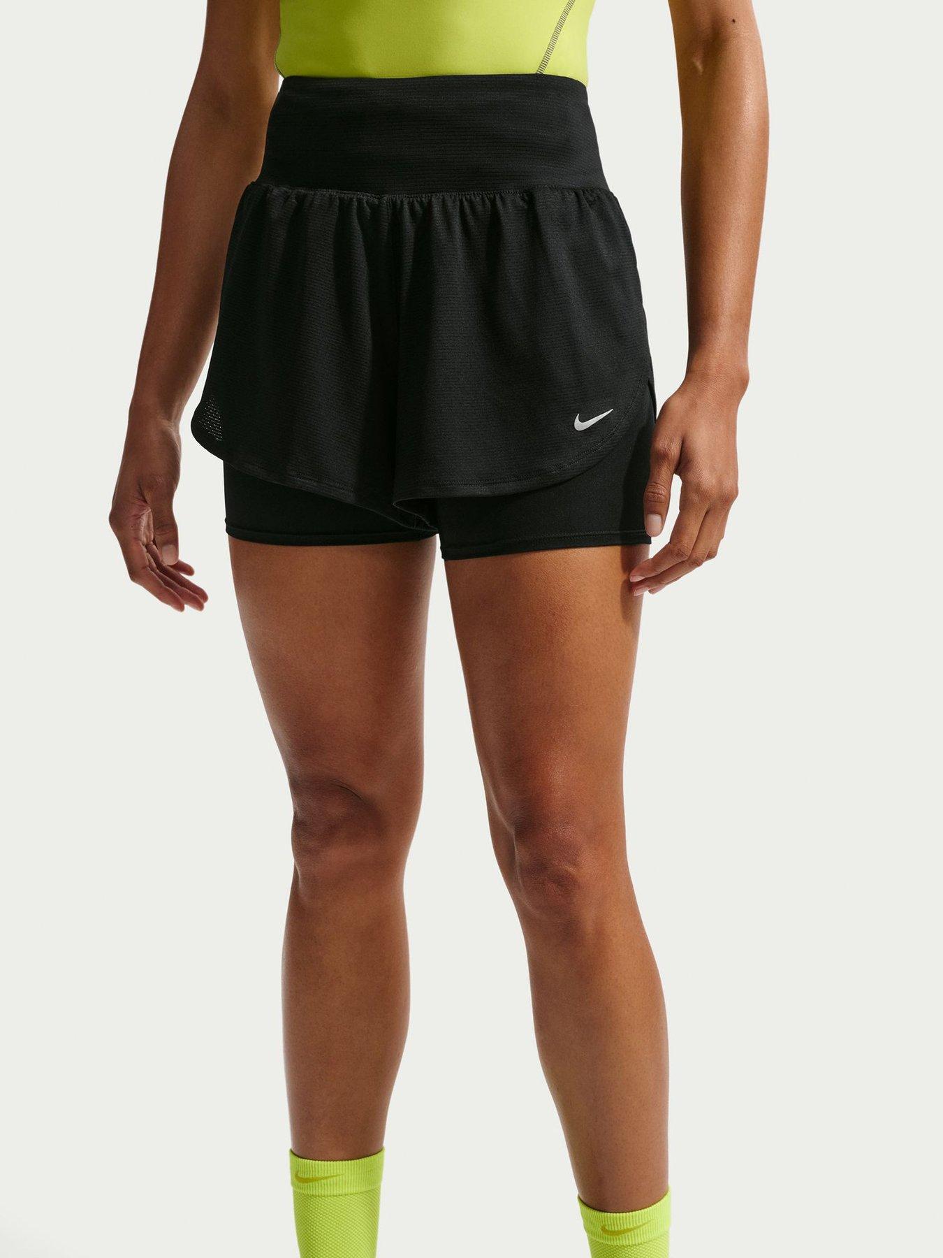 Nike Womens Running Dri-FIT Mesh 2 In 1 Shorts - Black