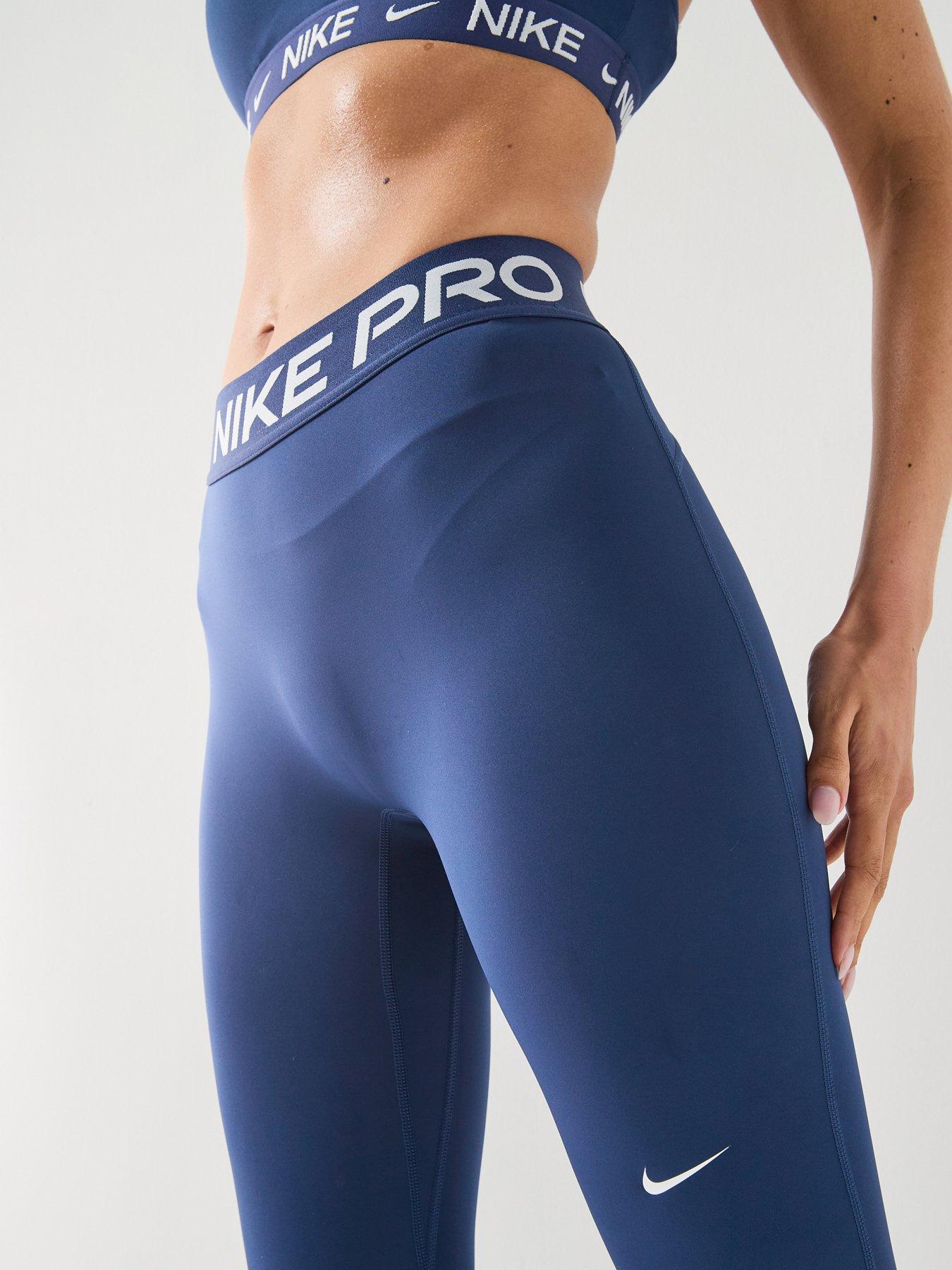 Image 4 of 6 of Nike Womens Pro 365 Dri-FIT Training Mid Rise Tights - Navy