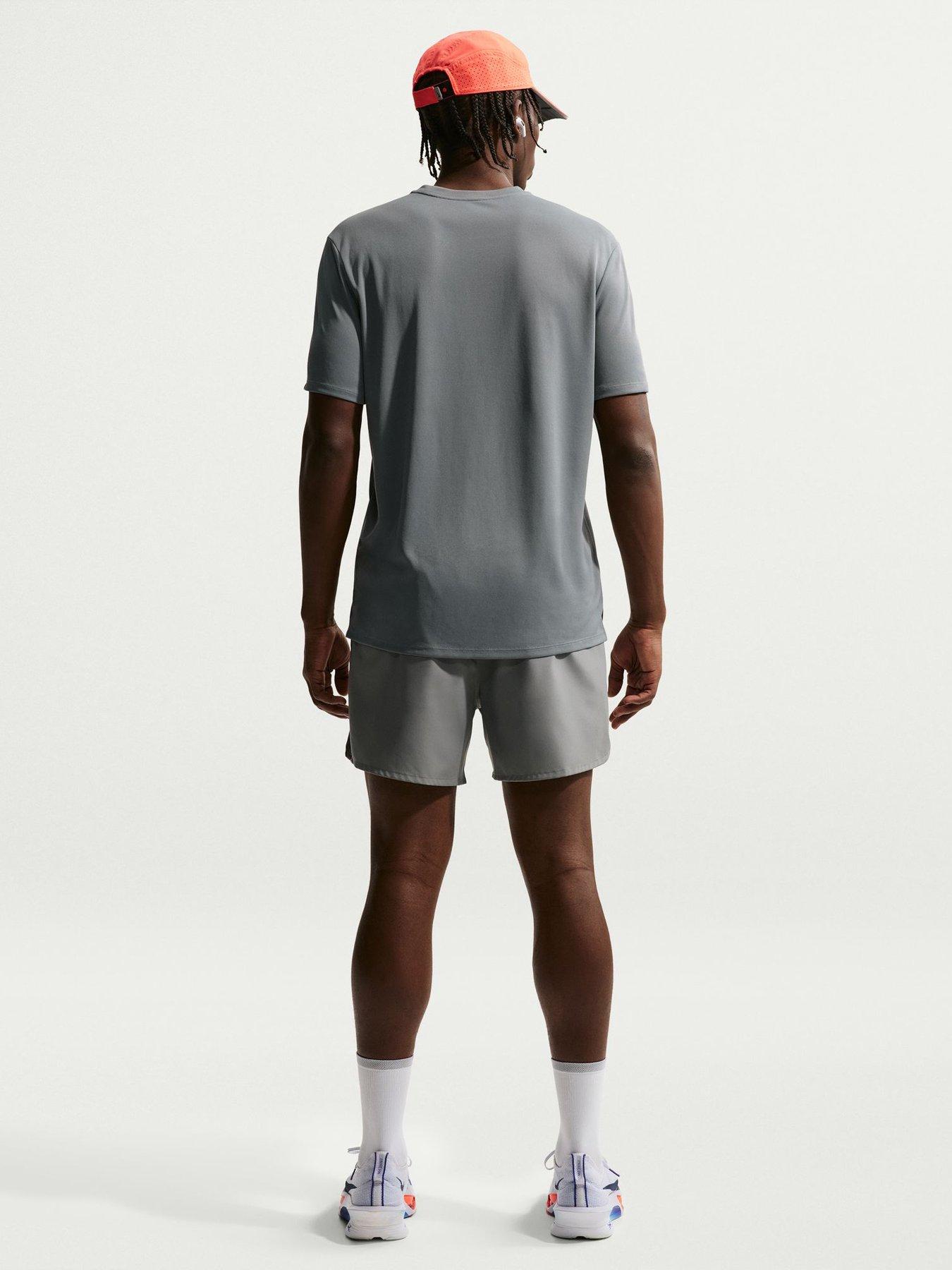 Image 2 of 7 of Nike Mens Running Miler Dri-FIT UV Short Sleeve Top - Grey