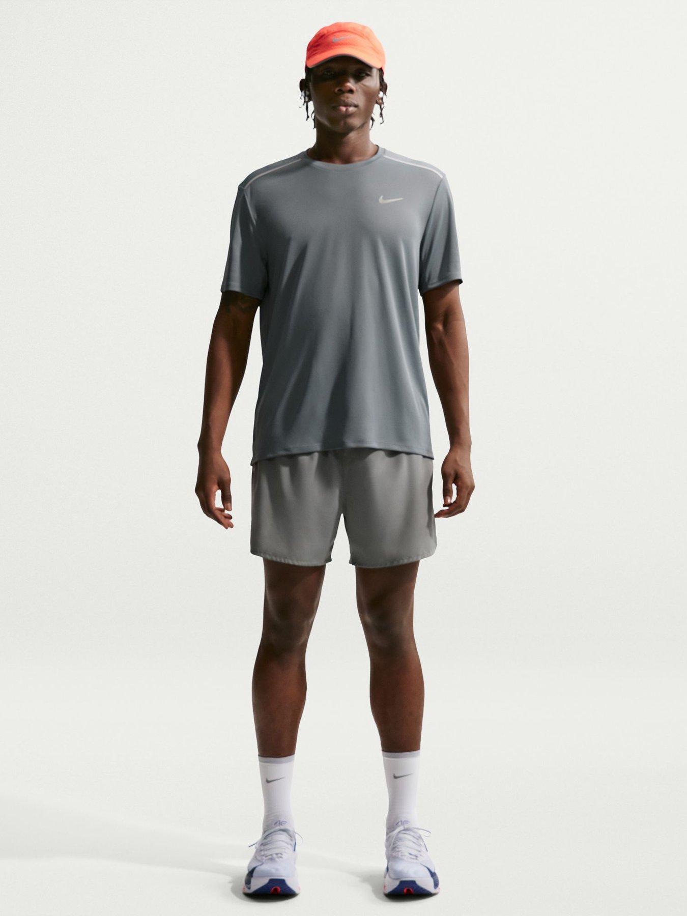 Image 3 of 7 of Nike Mens Running Miler Dri-FIT UV Short Sleeve Top - Grey
