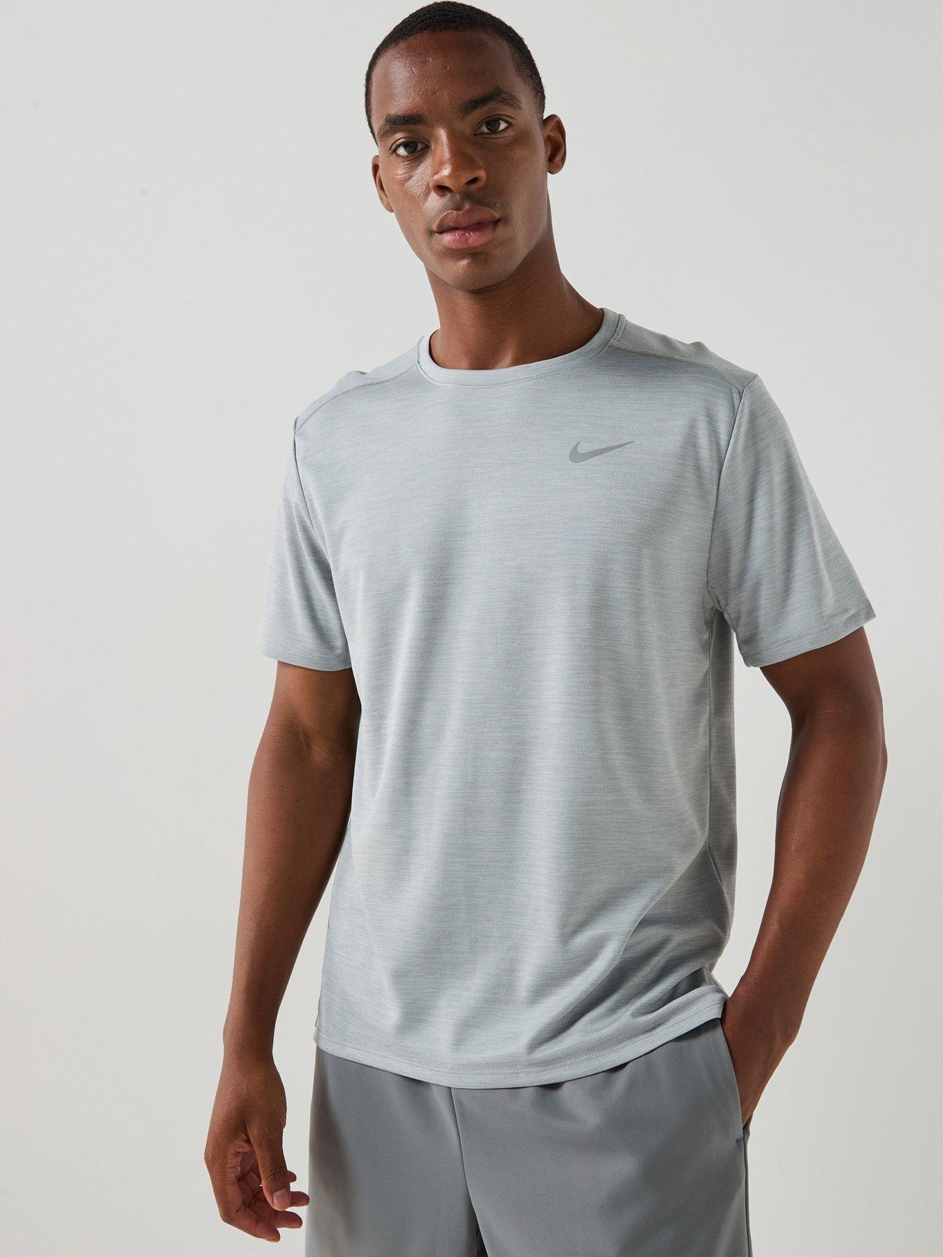 Nike Mens Running Miler Dri-FIT UV Short Sleeve Top - Grey