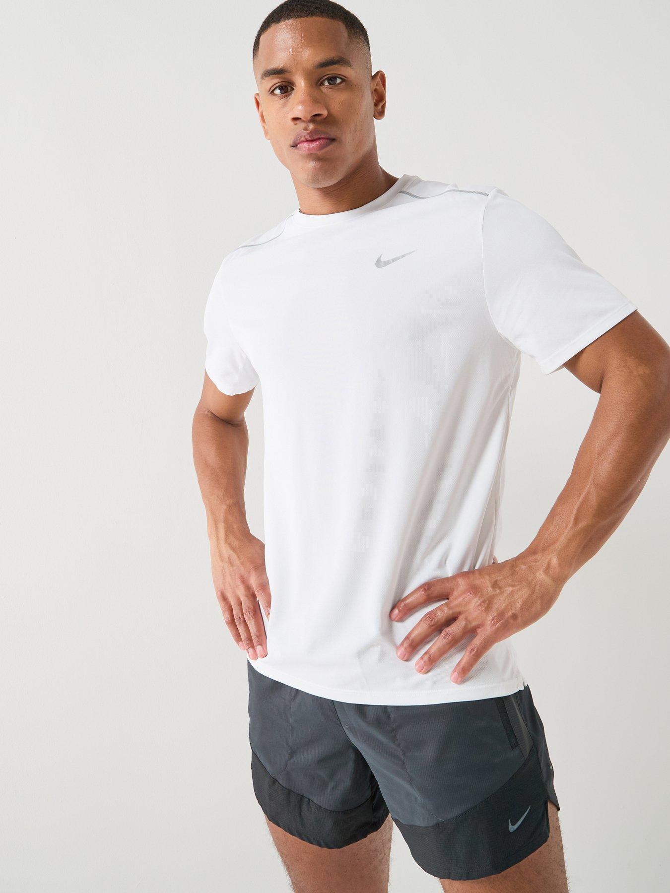 Nike Mens Running Miler Dri-FIT UV Short Sleeve Top - White