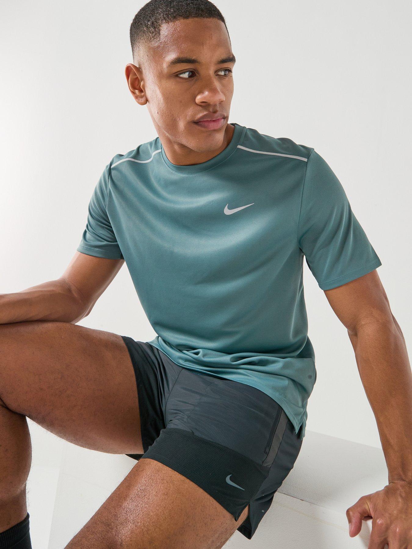 Nike Mens Running Miler Dri-FIT UV Short Sleeve Top - Green